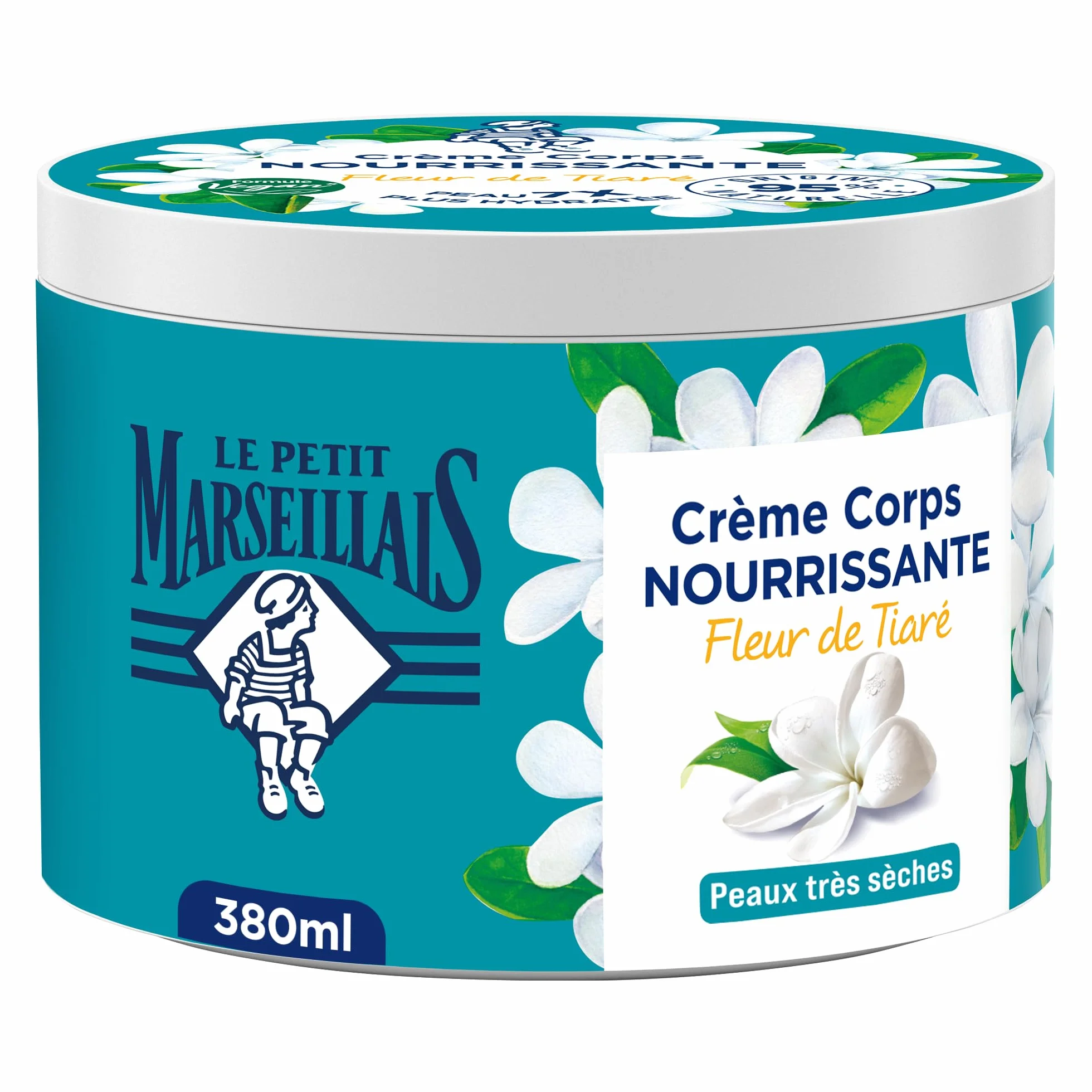 Le Petit Marseillais Crème Corps Nourrissante Fleur de Tiaré 380 ml Crème hydratante peaux très sèches Formule vegan
