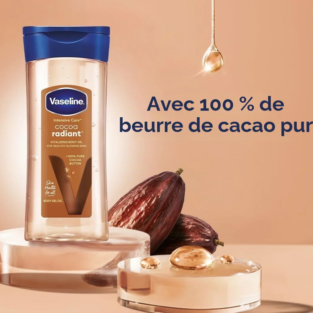 Vaseline Intensive Care Cocoa Radiant Huile Corporelle Beurre de Cacao Pur 200ml