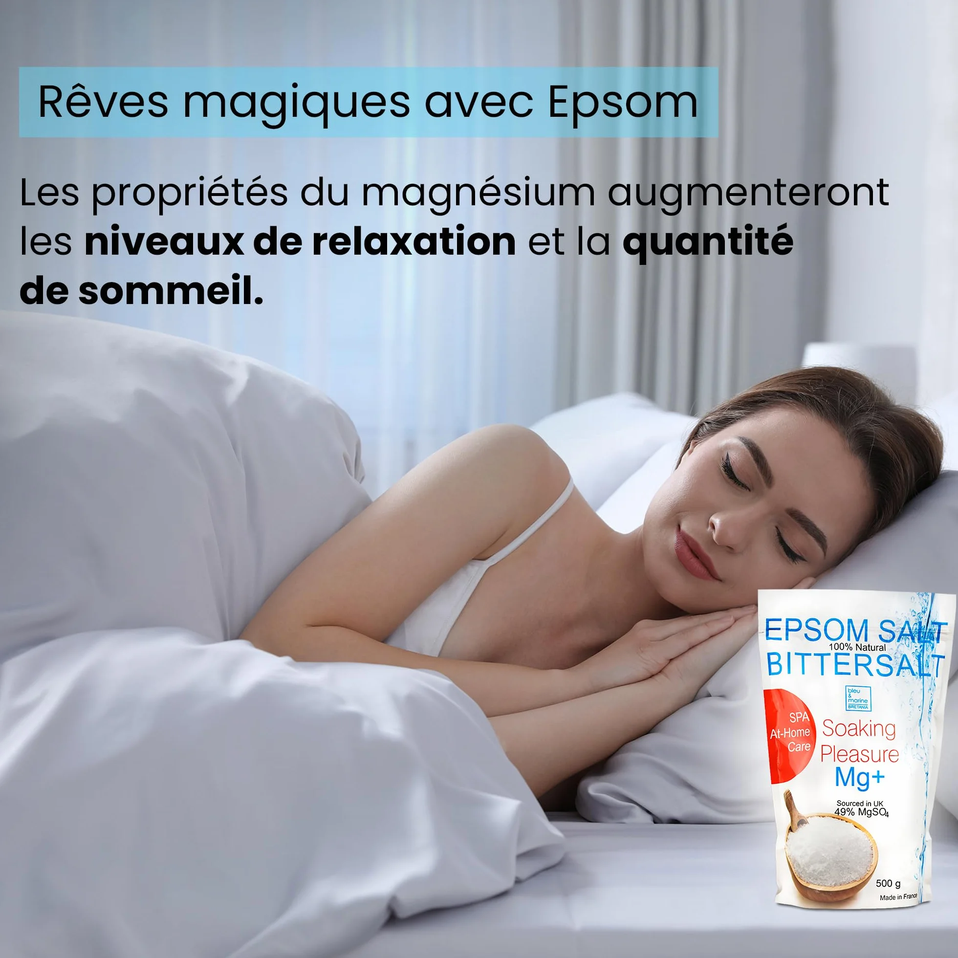 Bleu & Marine Bretania - Sels d'Epsom Magnésium Naturel 6kg | Bain de Pieds, Gommage Corporel, Masque Cheveux | Adoucit, Exfolie la Peau, Revitalise, 6kg