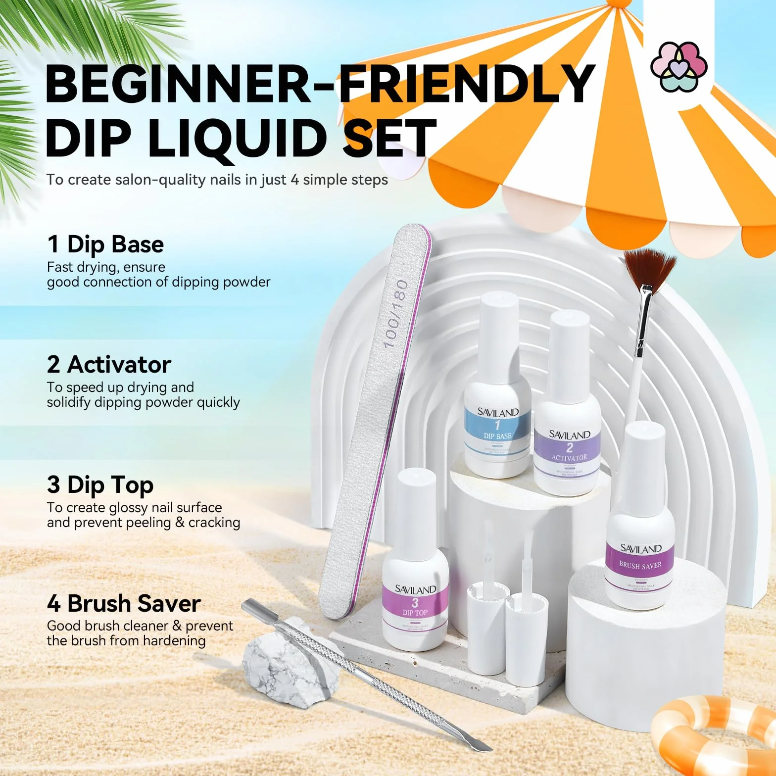 Saviland 29PCS Dipping Powder Kit Complete, 20 Couleur Trempage Manucure avec Activateur, Base & Top Coat