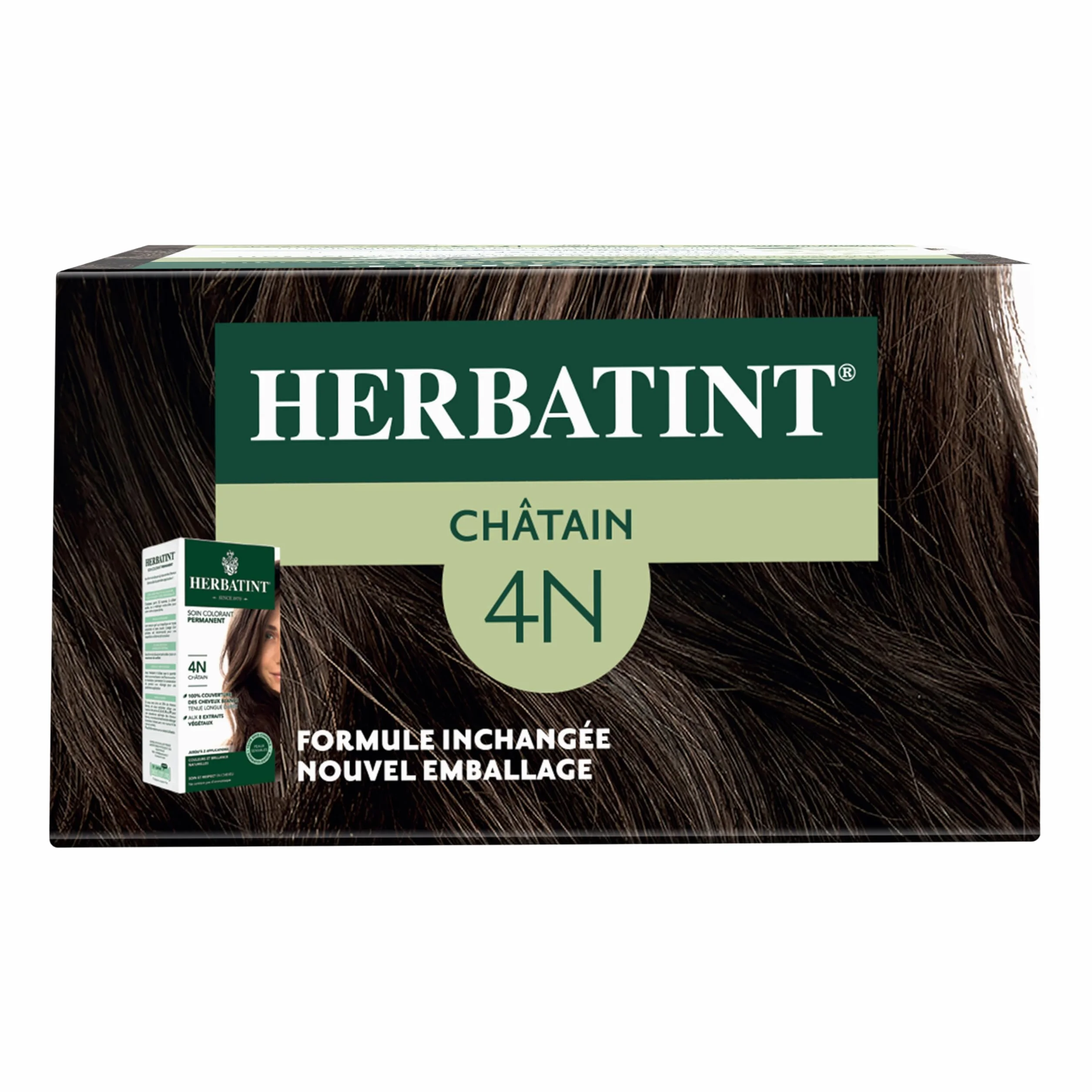 Herbatint Soin Colorant Permanent Cheveux 4N Châtain 170 ml Sans Ammoniaque Couverture Cheveux Blancs
