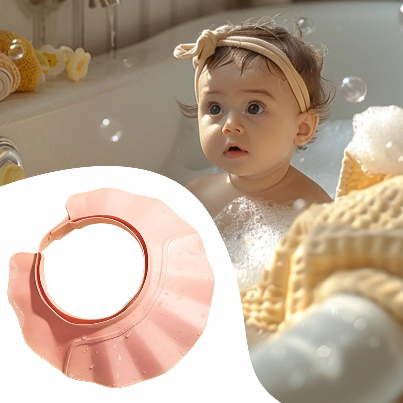 Visière De Douche Ajustable Protection Tête Yeux Oreilles Bonnet De Bain Bébés Adultes