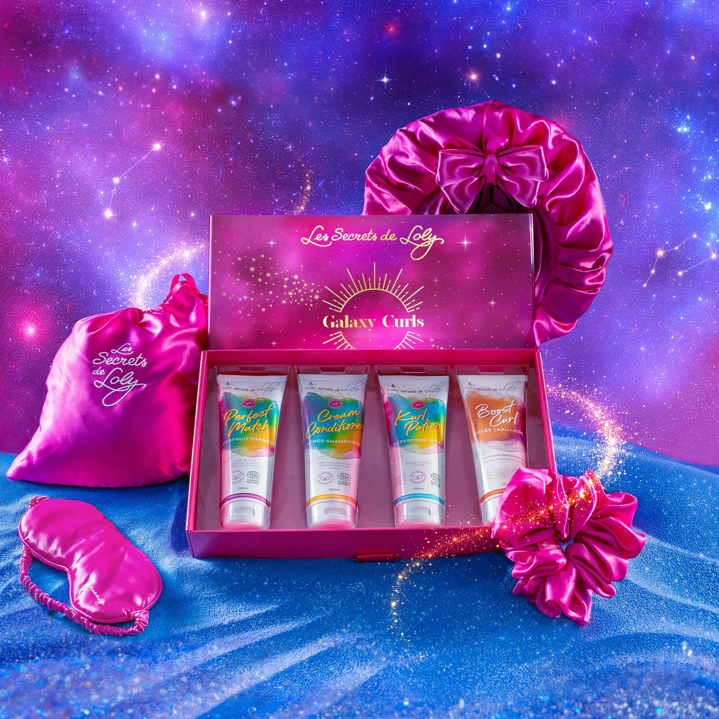 Les Secrets De Loly Coffret Noël Ondulés Routine 4 Produits 3 Accessoires Satin Hydratation Définition Cheveux Ondulés 97% Galaxy Curls