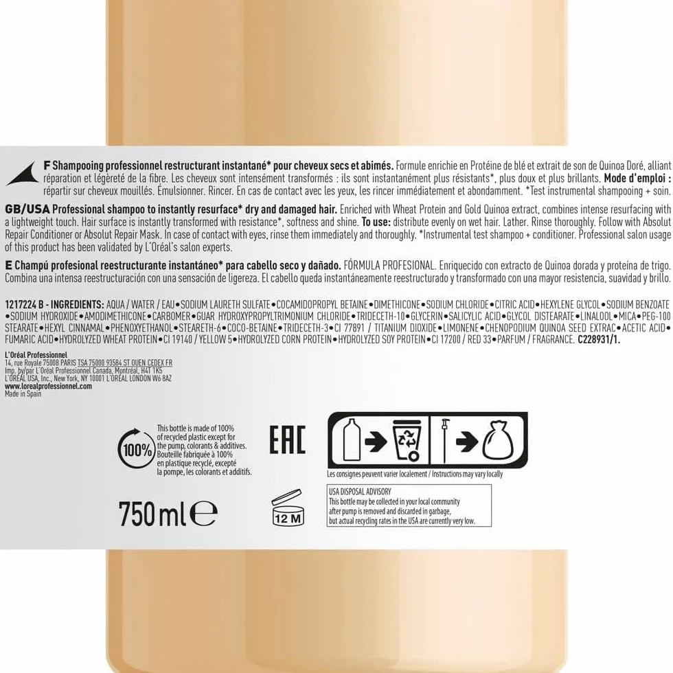 L'Oréal Professionnel - Shampooing Absolut Repair Lipidium - 1500ml