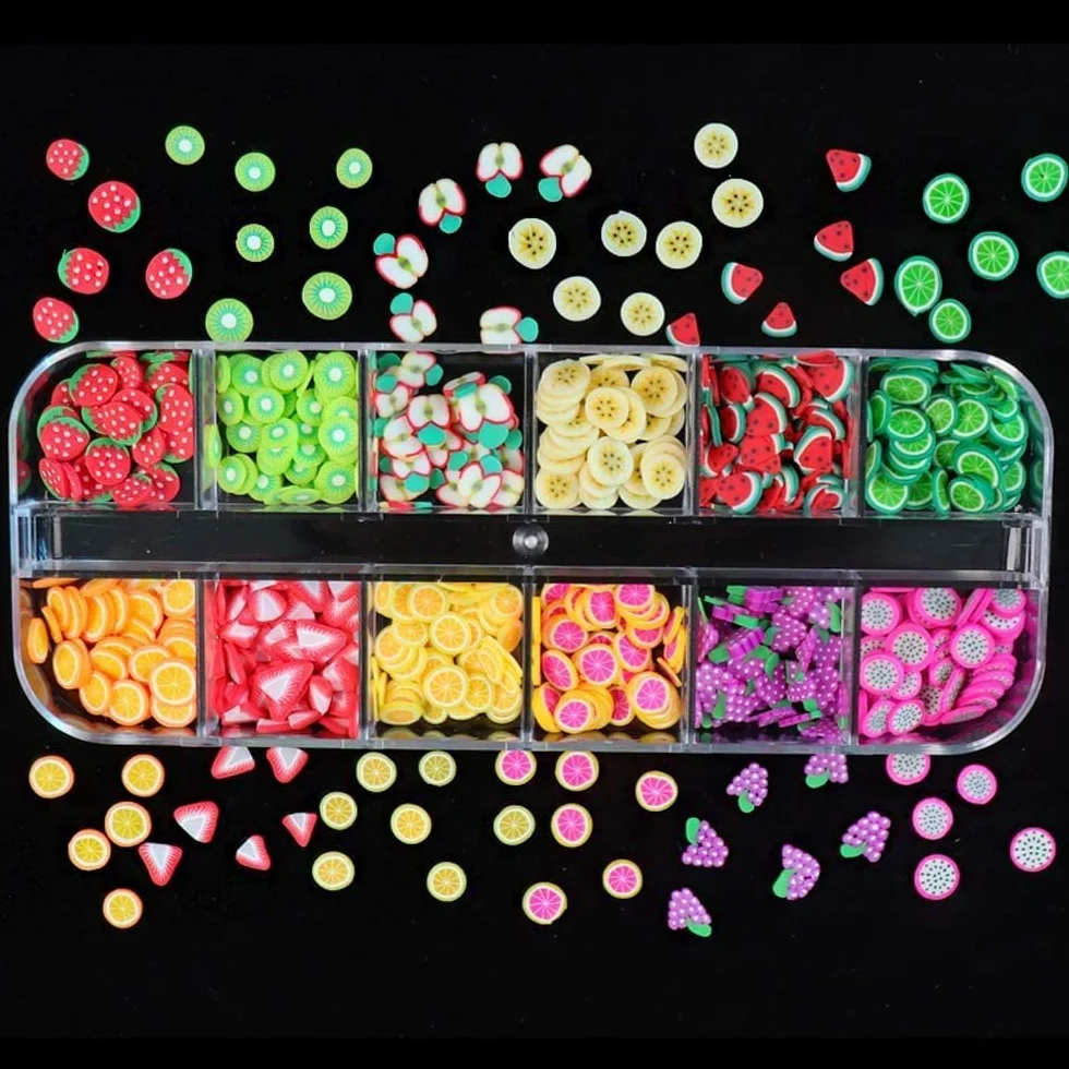 Nail Art 3D Fruit Boîte, BetterJonny Polymère Tranches Fruits en Pâte pour DIY Décoration Ongle