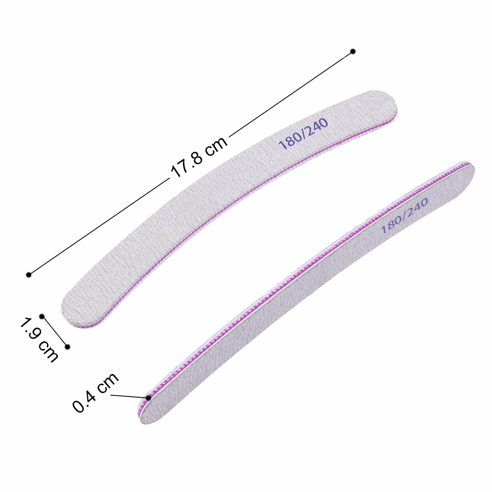 Lime à Ongles Double Face 180/240 Grain Lavable Réutilisable 15pces pour Manucure Cosmétique (Blanc)