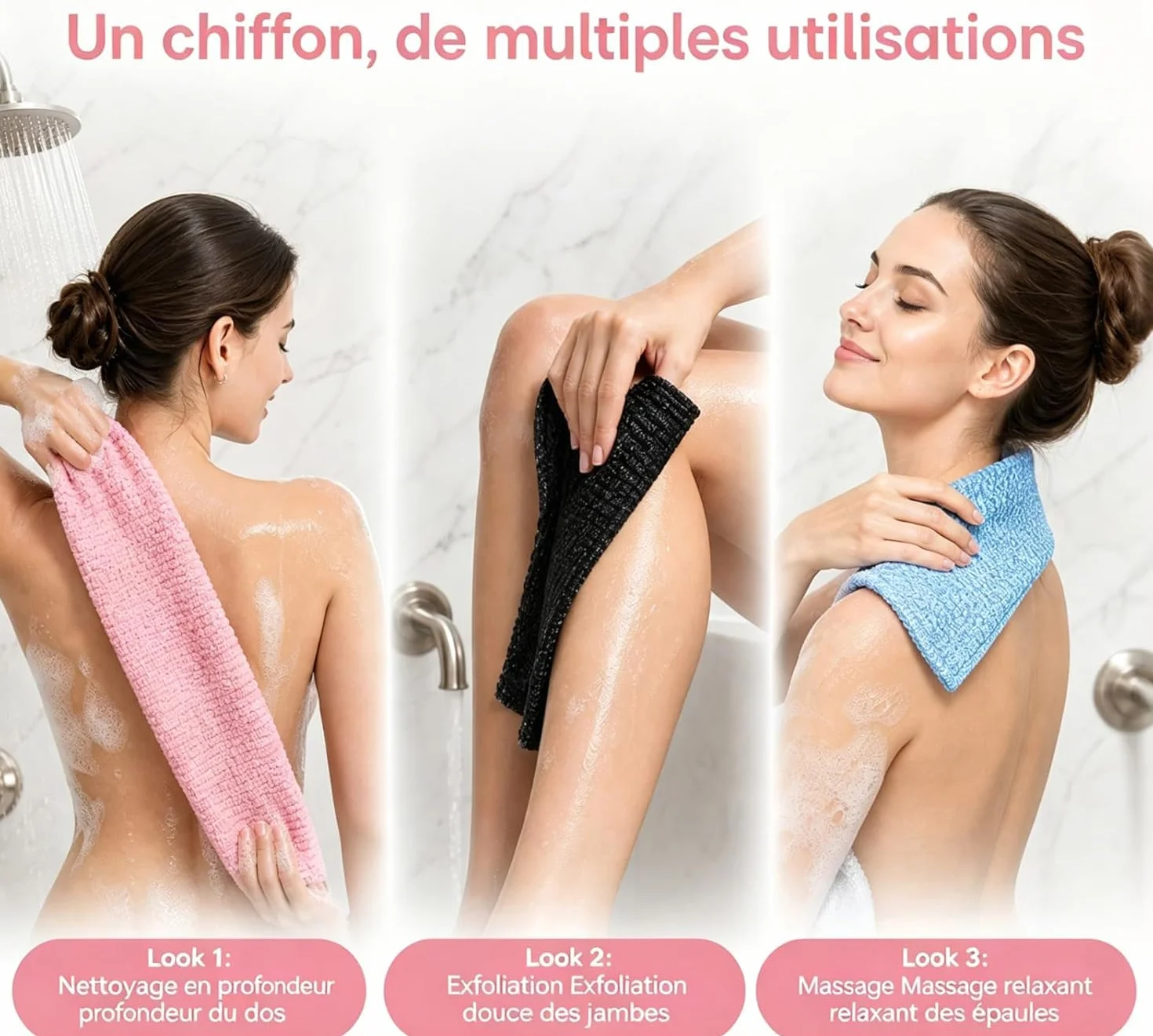 Ecovia Serviette Exfoliante Douche – Exfoliation Douce, Séchage Rapide, Usage Quotidien