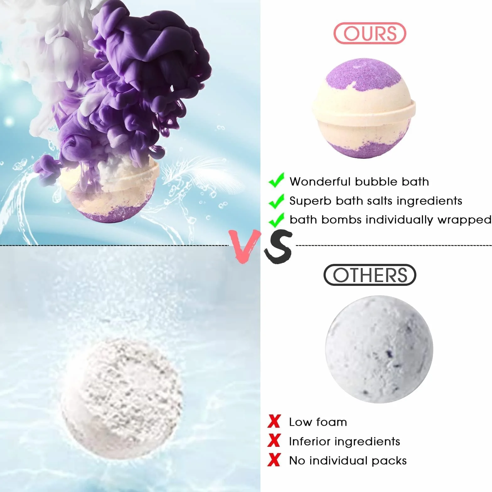 Bombes de bain moussantes biologiques Fafamara - Lot de 20 boules pétillantes relaxation et stress