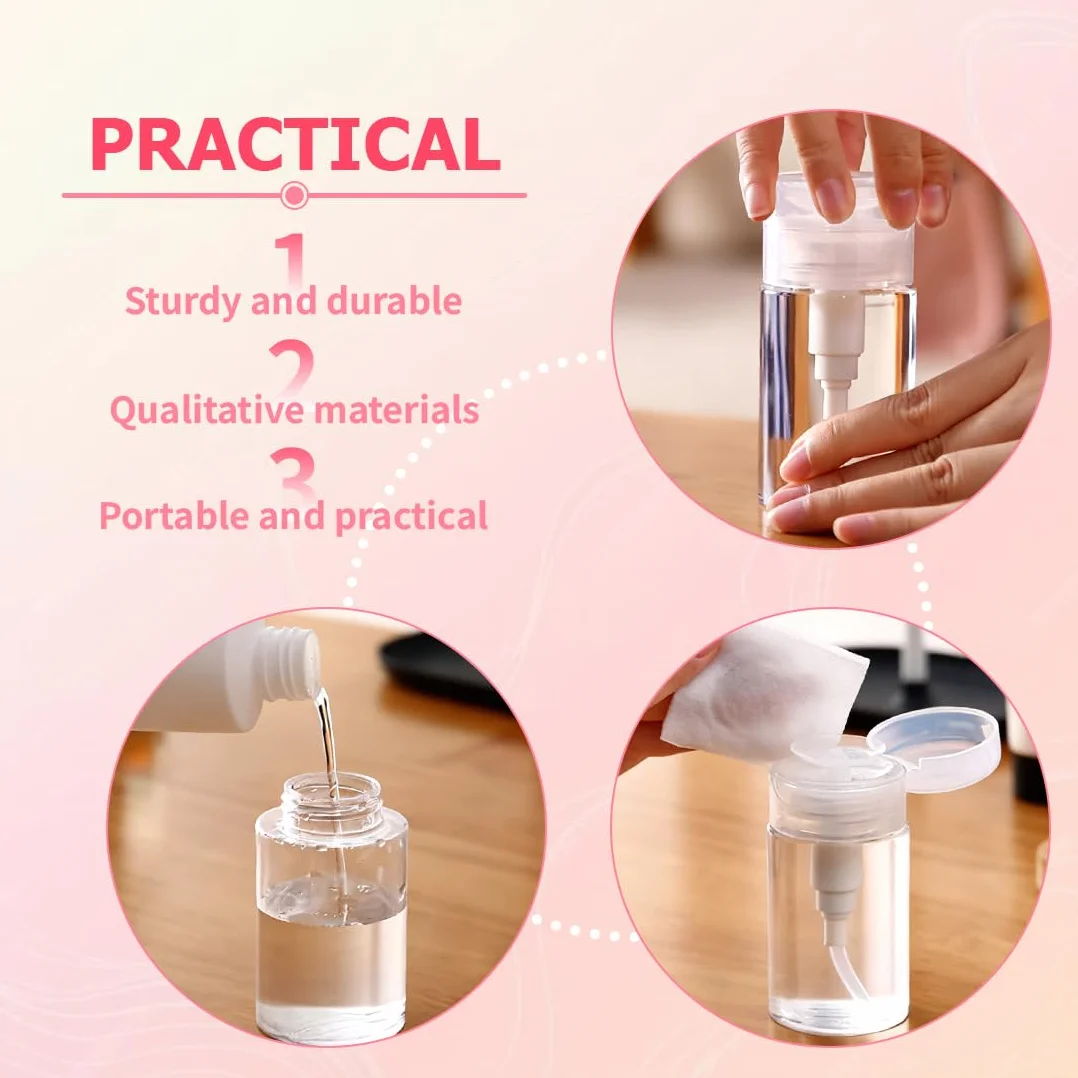 Flacon Pompe Vide 200ml 2 Pièces + 100pcs Coton Démaquillant Transparent