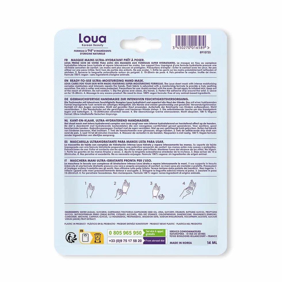LOUA Masque Mains Ultra Hydratant K Beauty Beauté Coréenne Mains Douces