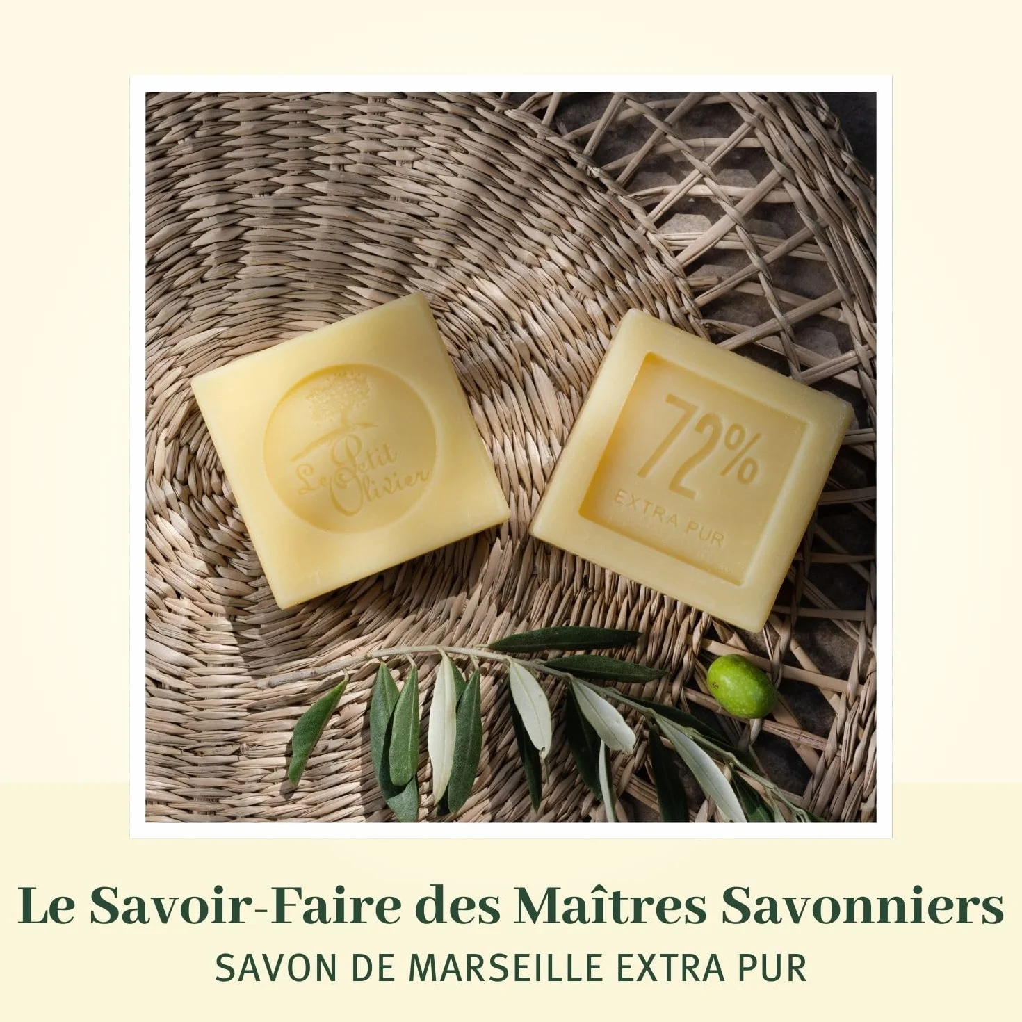 LE PETIT OLIVIER 3 Savons de Marseille Glycérine Parfum Grasse Fabriqué en France 3x100g