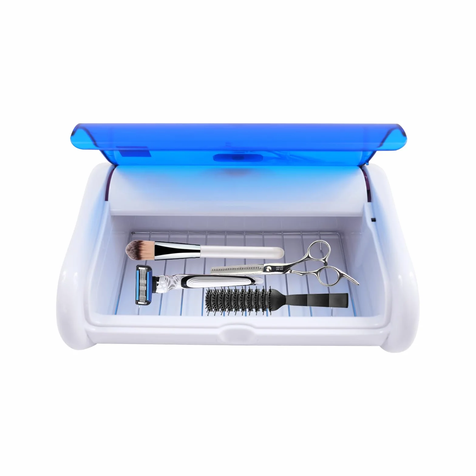 Stérilisateur UV de salon - Bac de désinfection - Boîte stérilisateur en métal et plastique - Pour outils de maquillage, coupe-ongles, limes, brosses et rasoirs