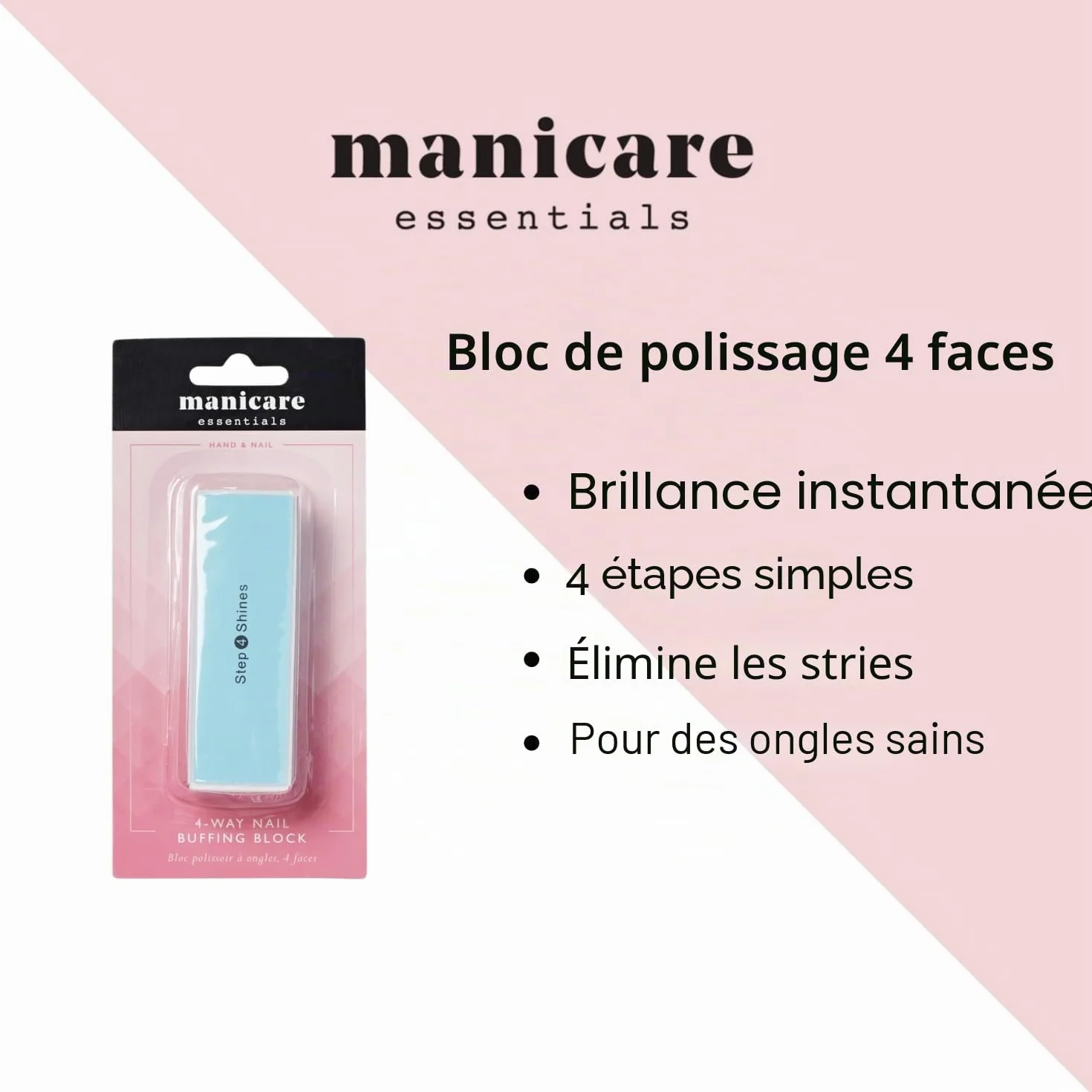 Manicare Bloc de polissage à 4 côtés pour ongles, outil de manucure