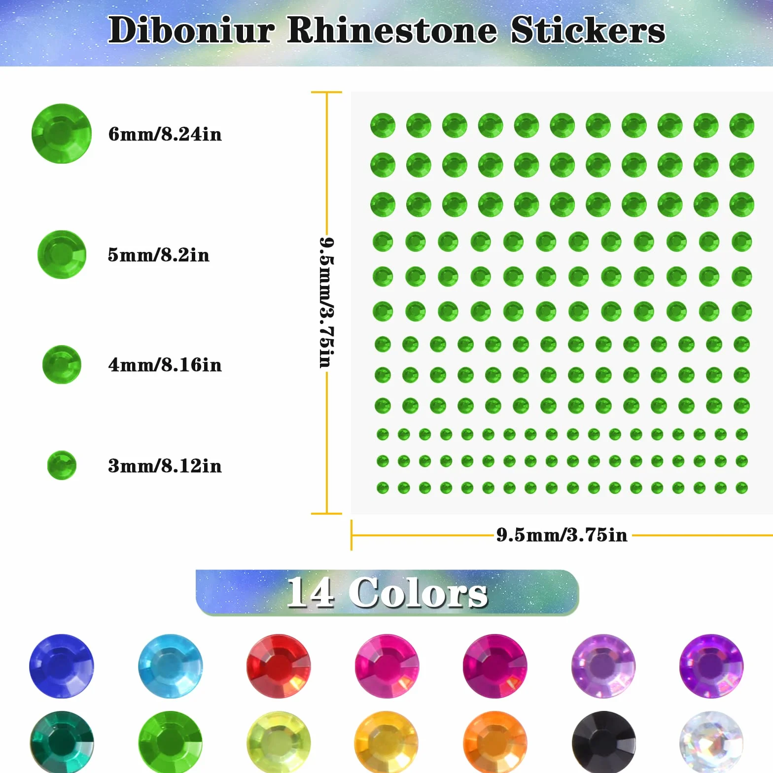 Diboniur 2310 Pièces Strass Auto-Adhésifs Brillants pour Maquillage, Nail Art et DIY