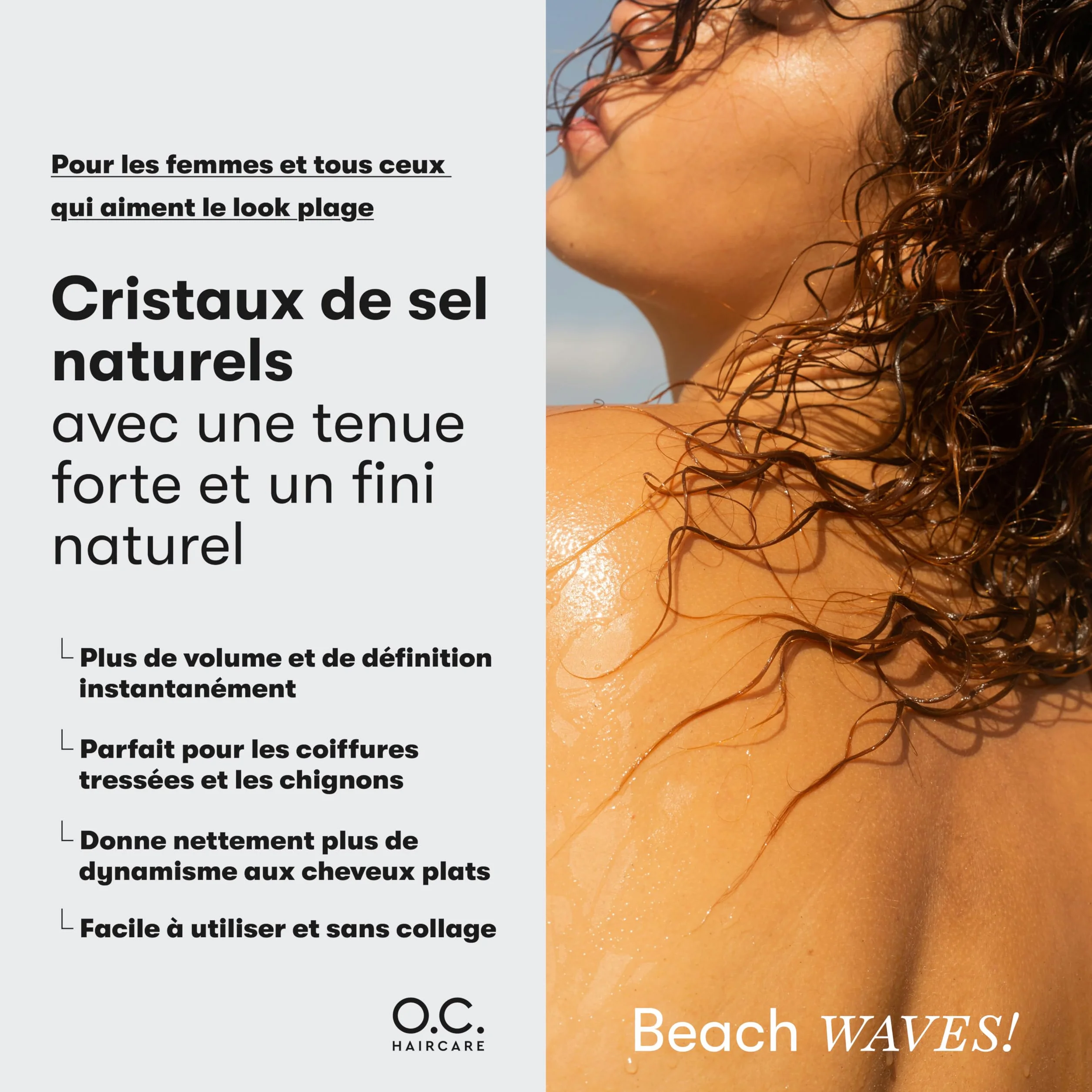 O.C. Haircare Sea Salt Spray - 200 ml - Spray au sel de mer pour cheveux - Booster de volume pour une sensation de cheveux plus complète avec une forte tenue - 100% végétalien et fabriqué en