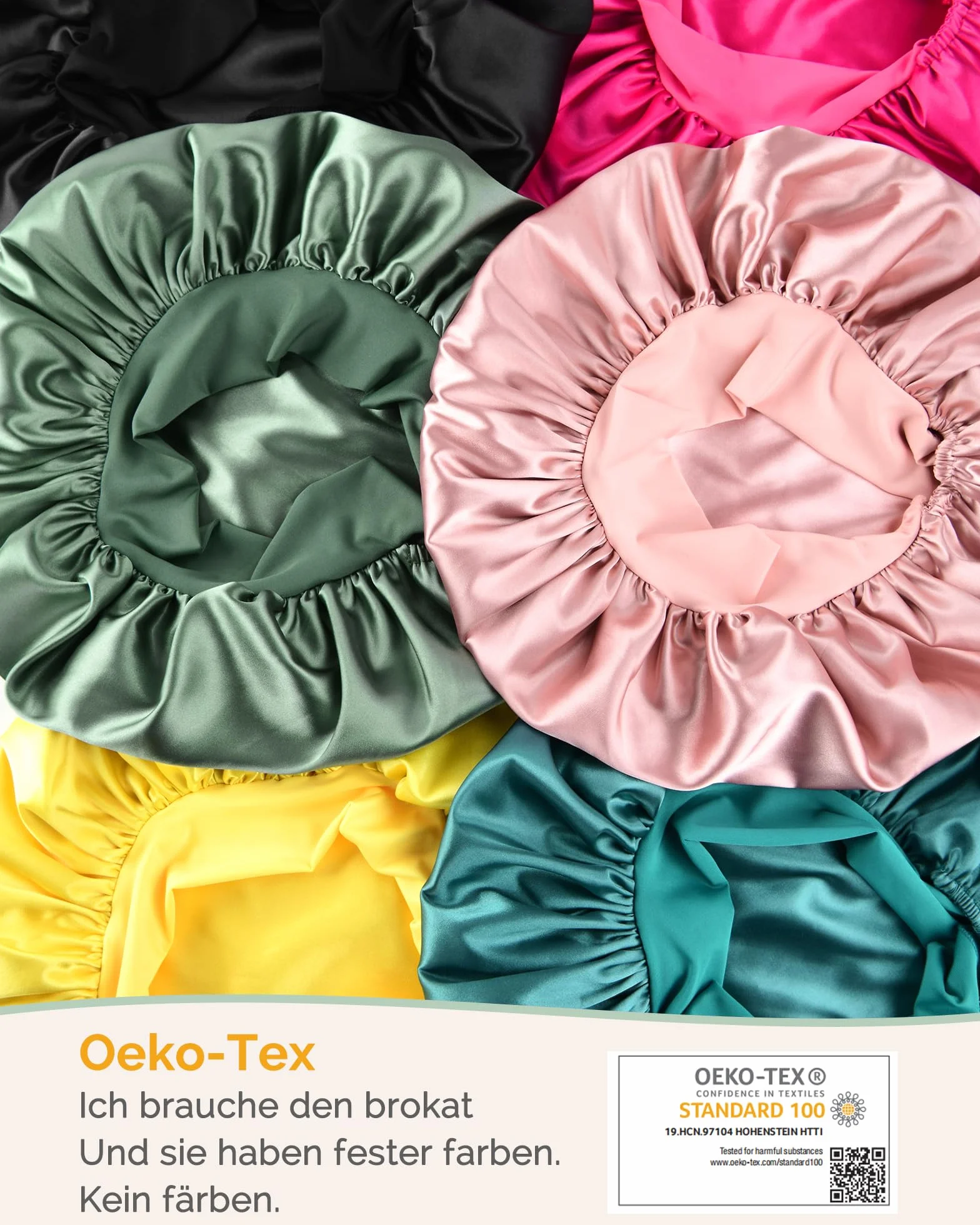 Bonnet de nuit en soie double couche avec doublure satin pour femme cheveux bouclés