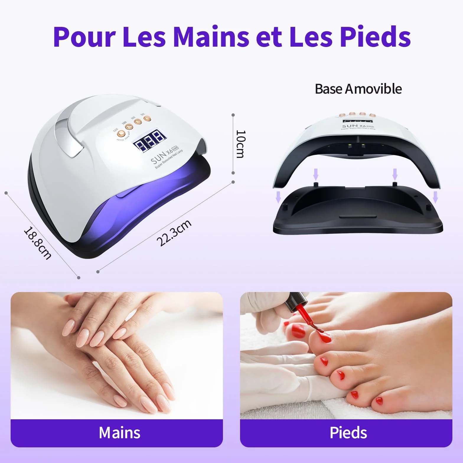 Lampe UV Ongles Gel, 220 W Lampe UV Ongles, Lampe LED Ongle avec 66 Perles LED, Machine Ongle UV à Capteur Automatique avec 4 Minuteries