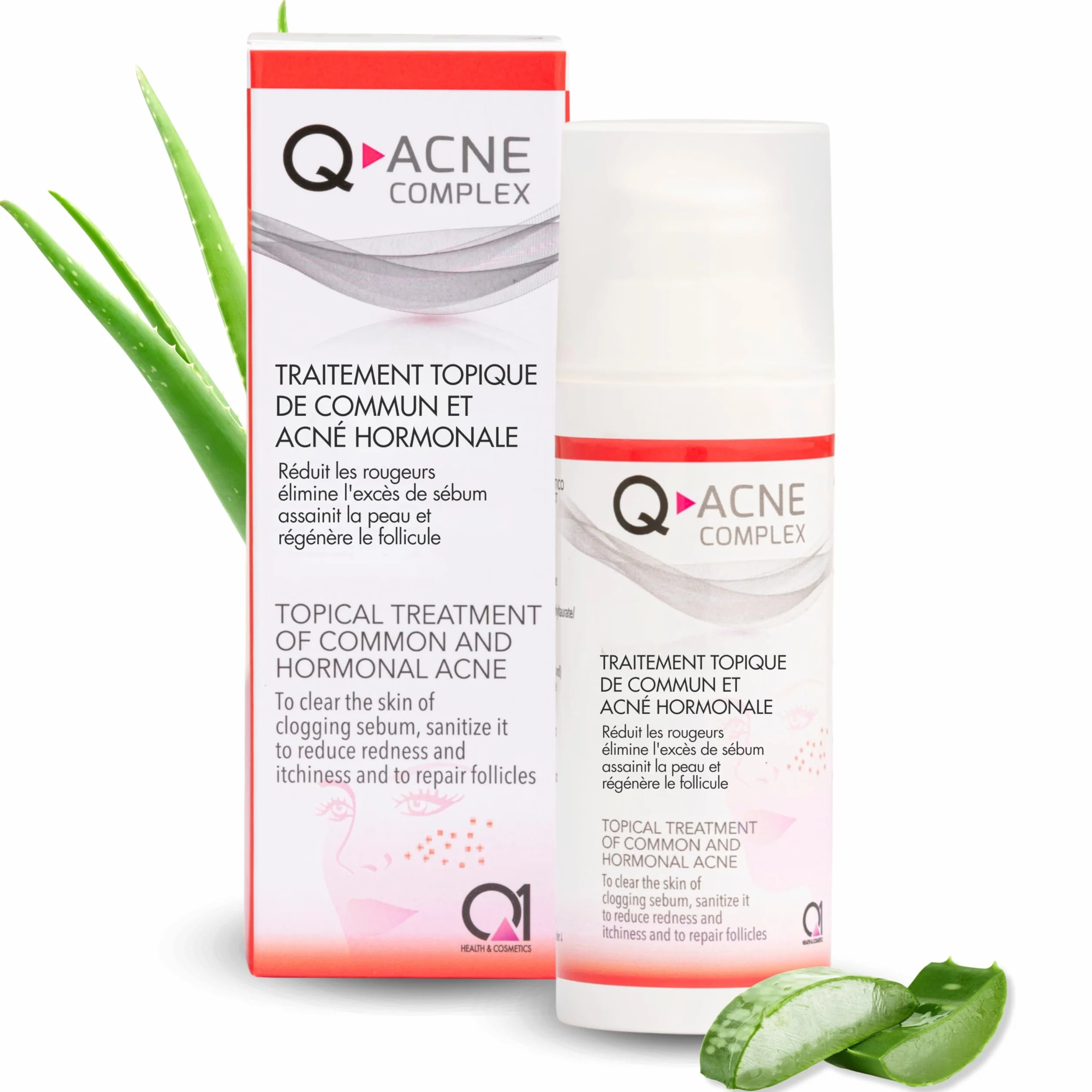 Q1 Q-Acne Complex, Crème Anti Acné à l'Acide Salicylique, Crème Anti Boutons pour le Visage | Elimine les Boutons et les Rougeurs | Traitement Efficace pour l'Acné Juvénile et Hormonale, 40ml