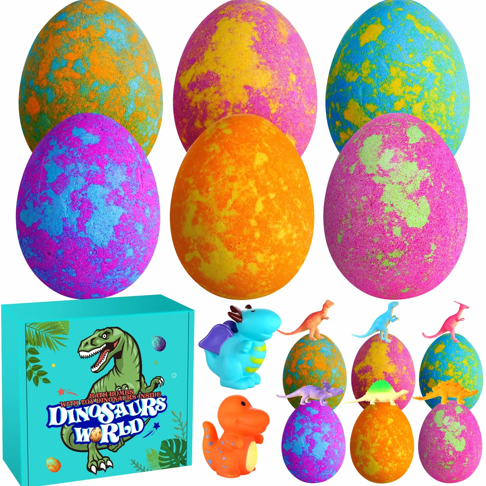 Bombe de Bain, Aofmee Coffret Boule de Bain Enfant Avec Surprise Dinosaure, Boules de Bain Moussant Naturel Pour Garçons et Filles, Cadeaux Pour Pâques Halloween Noël Saint Valentin Anniversaire