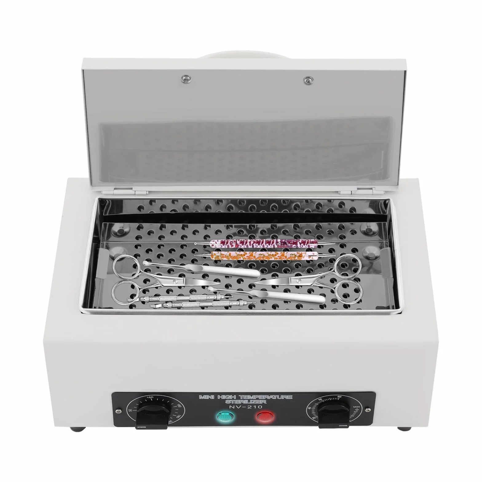 Stérilisateur 300 W pour instruments 2 l stérilisateur autoclave avec minuterie, stérilisateur d'outils à ongles réglable 50-220 °C, désinfection d'instruments pour salons de beauté, salons