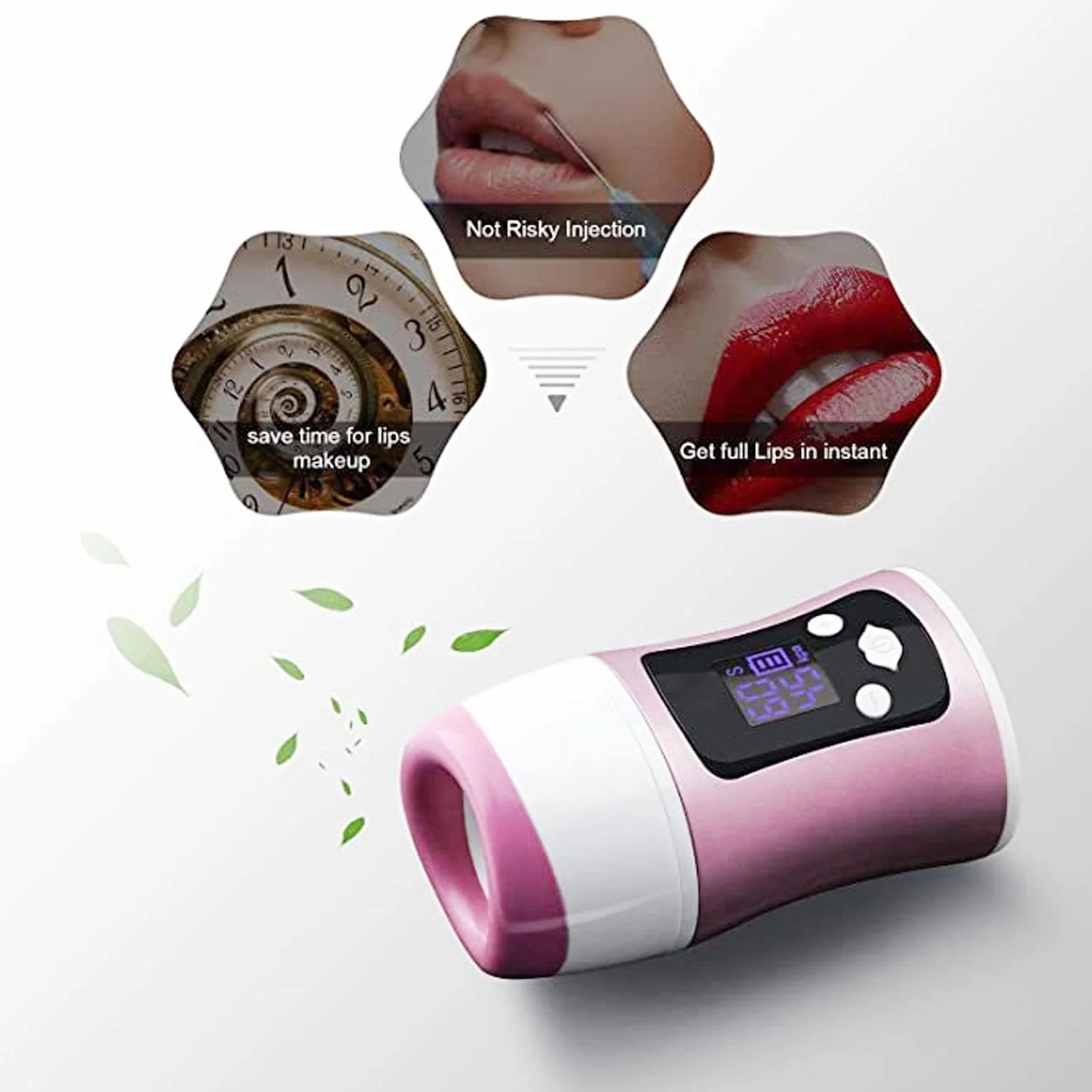 Appareil électrique pour lèvres plus pulpeuses, avec fonction de massage, niveaux d'aspiration personnalisables, design portable, outil repulpant à lèvres
