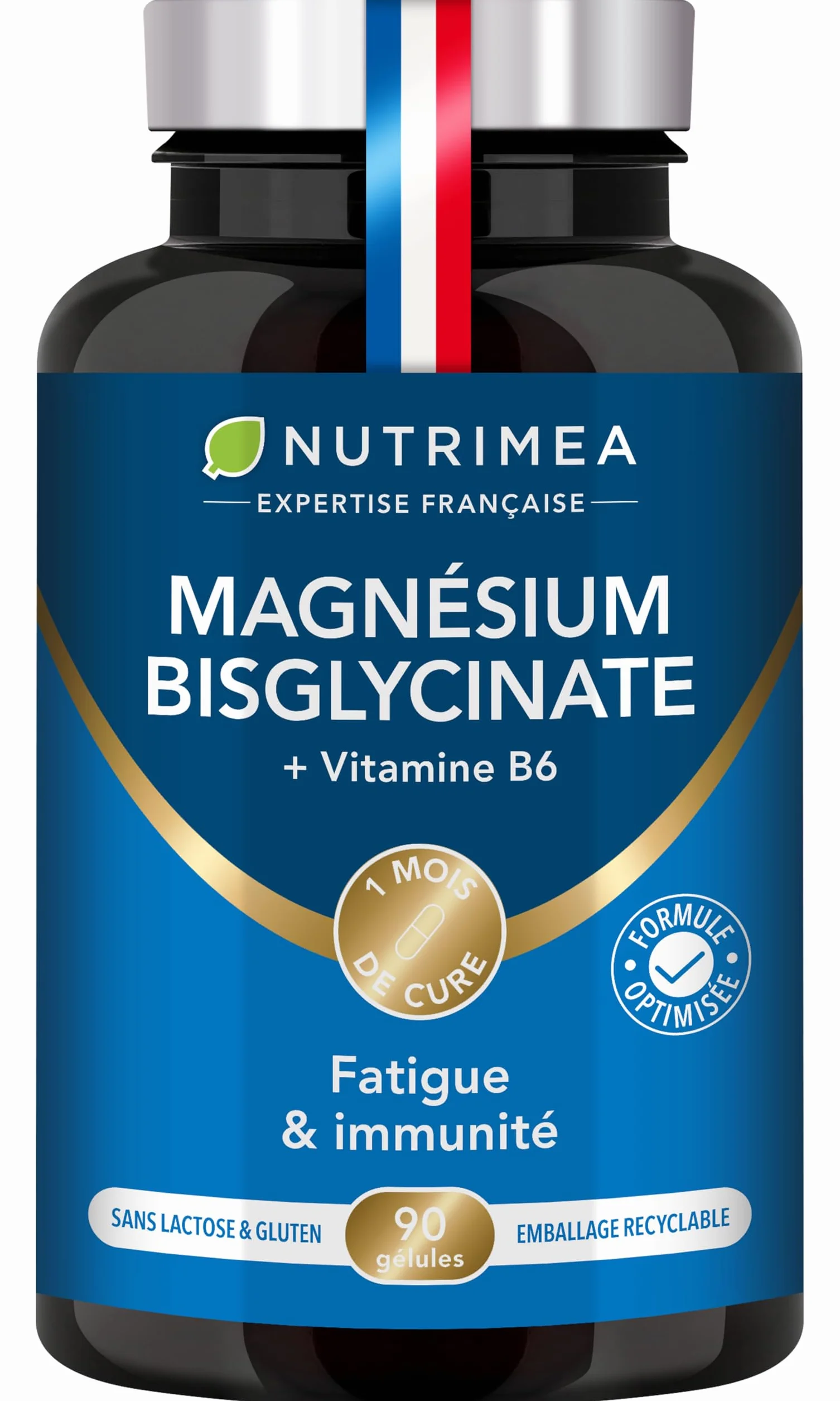 Nutrimea Magnésium Bisglycinate + Vitamine B6 90 Gélules Vegan Sommeil Stress Fatigue Absorption Maximale