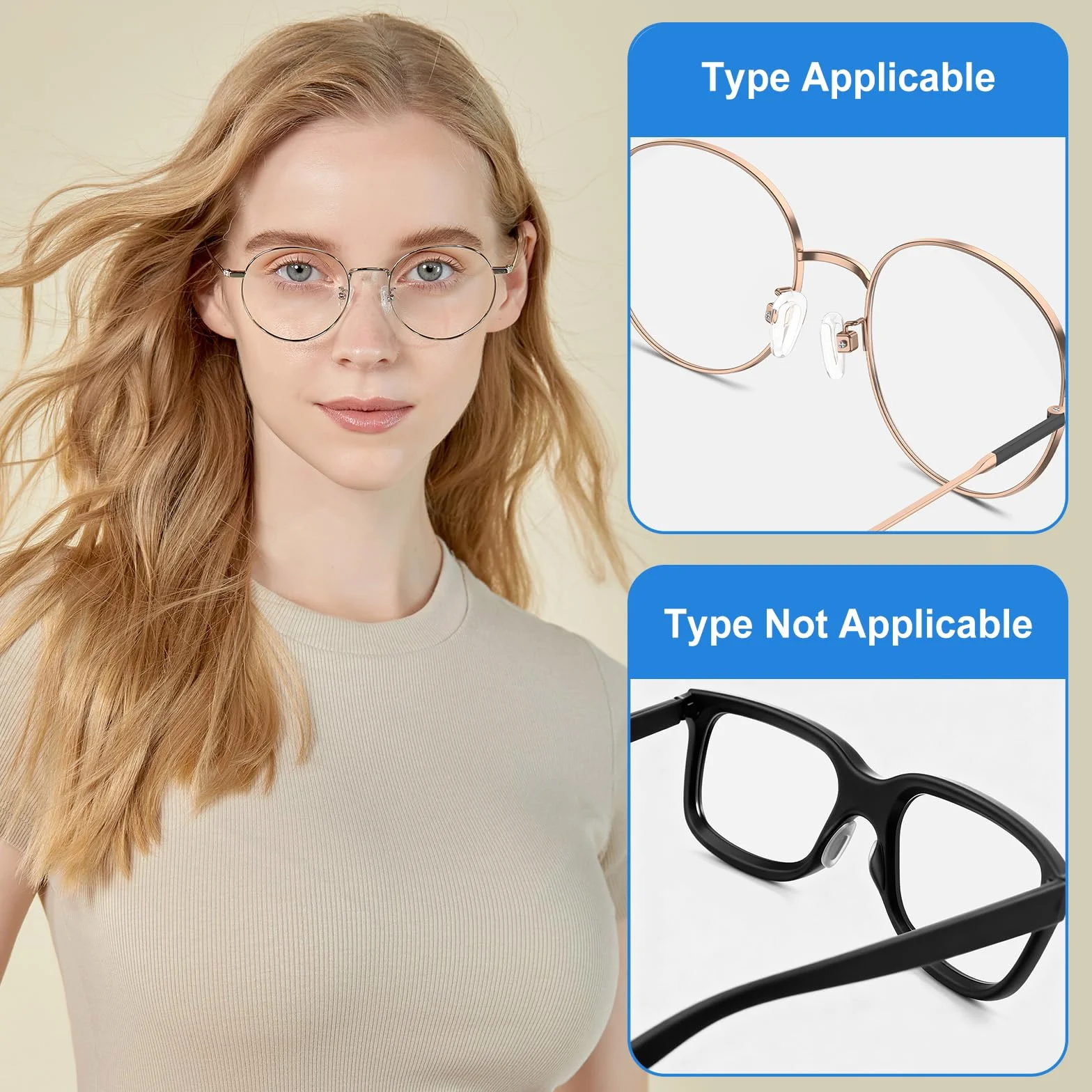 Plaquettes de Nez de Lunettes en Silicone 10 Paires, Kit de Réparation avec Vis Pincette et Chiffon
