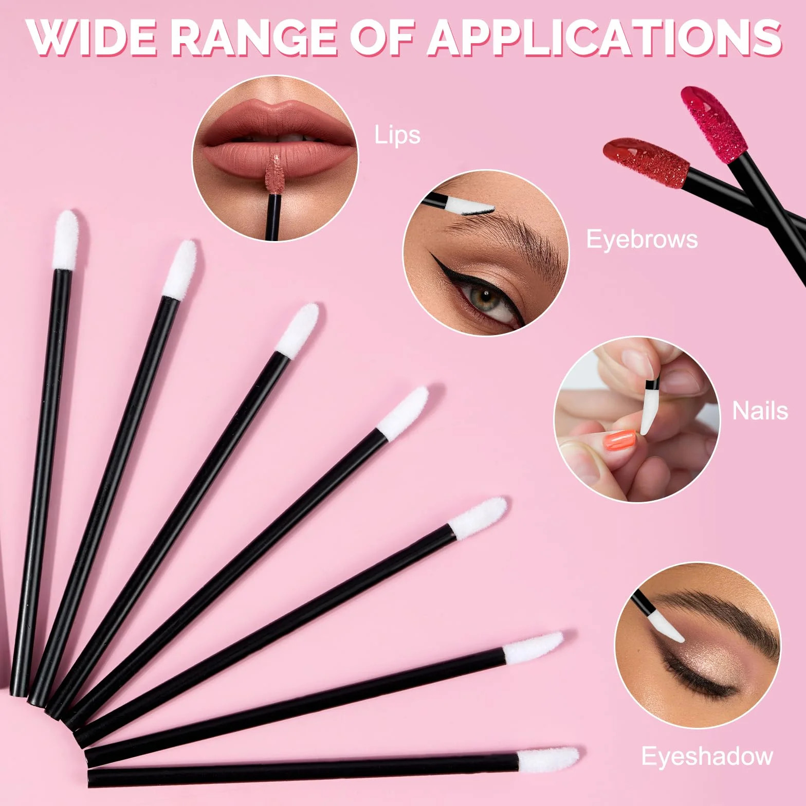 Pinceaux Lèvre Jetables 300 Pièces, Applicateur Rouge à Lèvres Batonnet Brosse, pour Maquillage et Esthétique (Noir)
