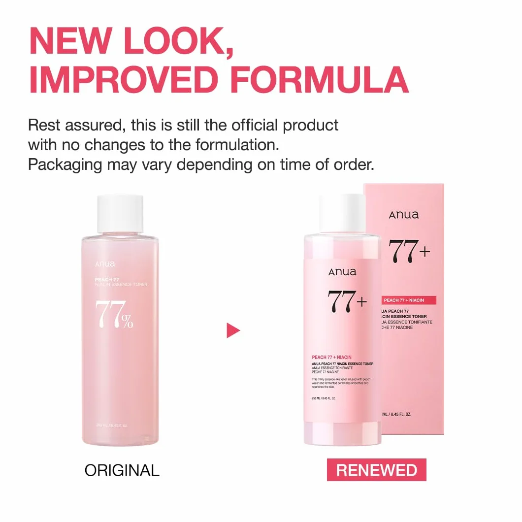 ANUA Tonique À L'Essence De Niacine Peach 77, Tonique Facial Pour Peau De Verre 250 Ml/8,45 Oz Liq. Transparent