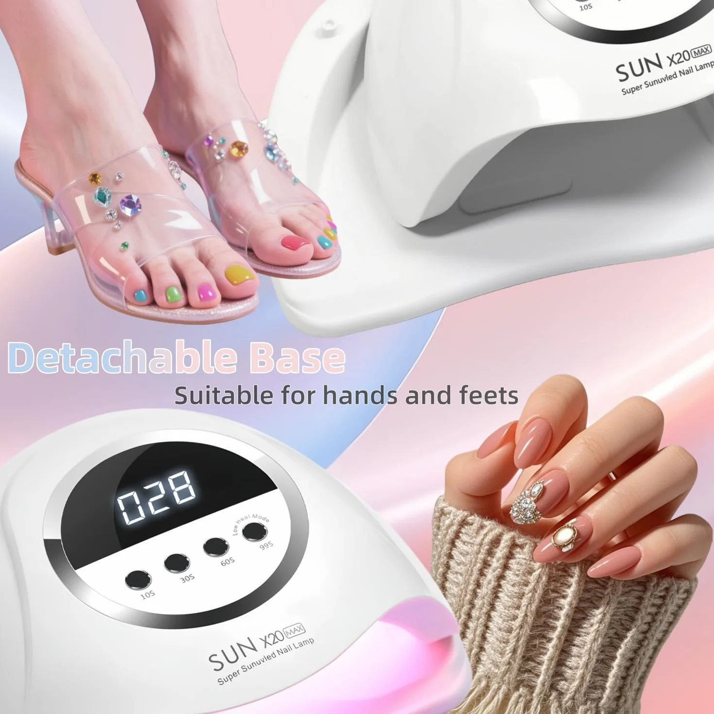 Lampe UV LED Ongles 320W 72 LEDs, Séchoir Professionnel avec Capteur Automatique et 4 Minuteries, Idéale pour Ongles des Mains et Pieds