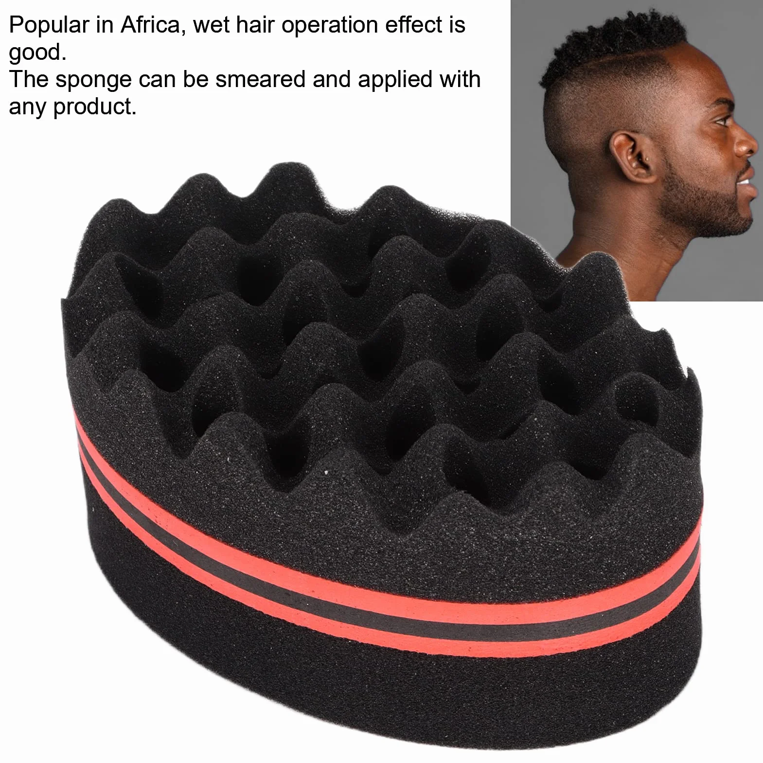 Sorandy Brosse éponge à Cheveux Gros Trous Torsadé Hommes Femmes Cheveux Courts Bouclés Peigne Afro Mousse Portable Voyages