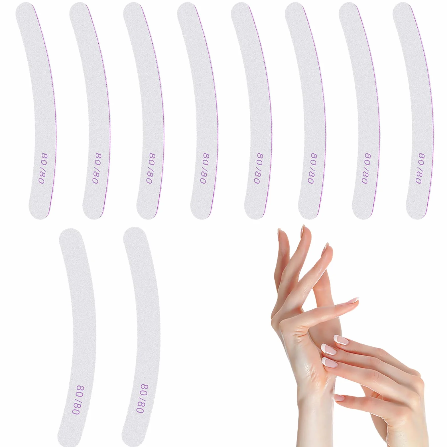 LOPHE Limes à Ongles 10 Pièces Grains 80/80 Professionnelle Double Faces