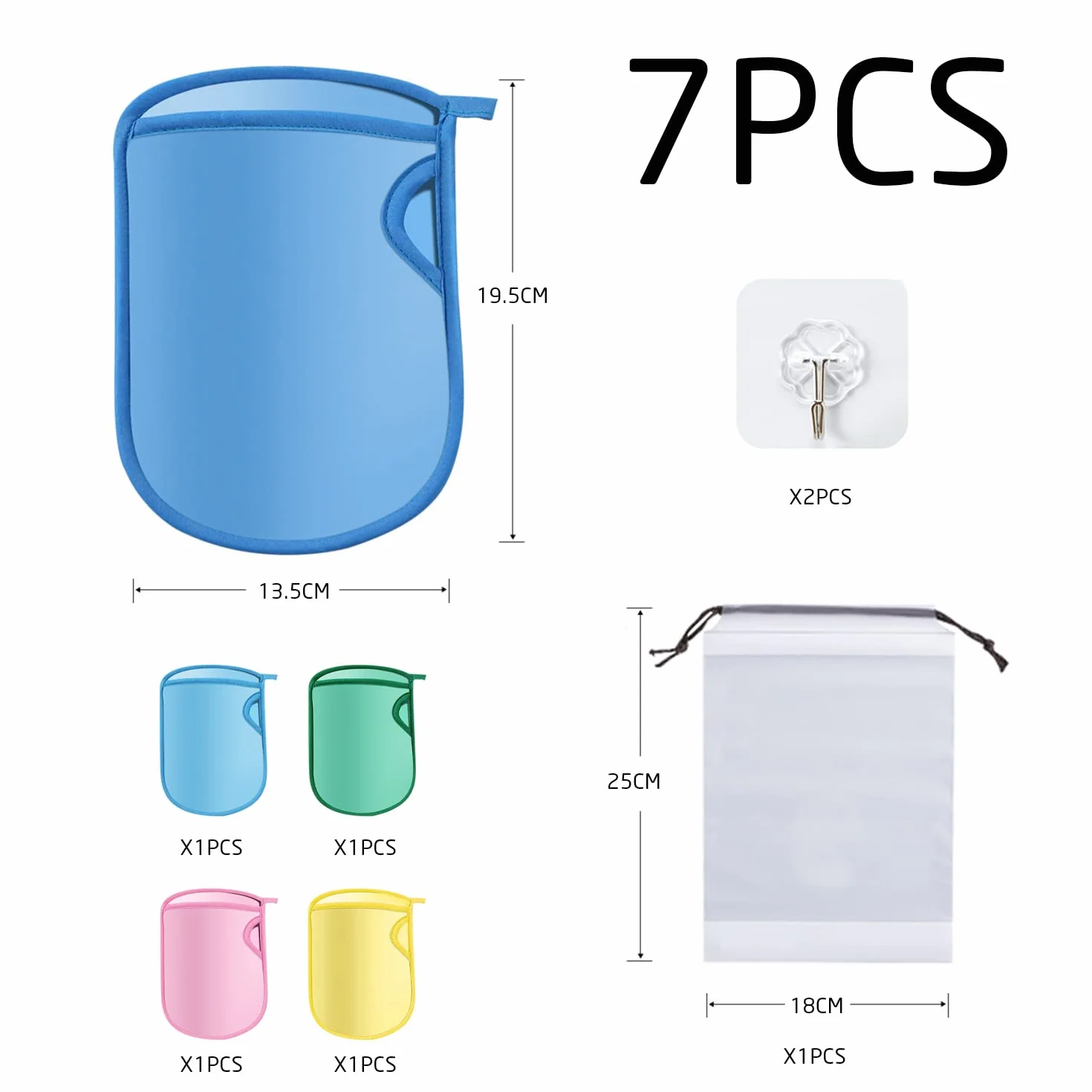 4 Gants de Bain Super Doux et Exfoliants, Avec Crochets et Sacs de Rangement, Gants en Eponge de Bain, Gants de Bain Indolores, Adaptés aux Adultes et aux Enfants