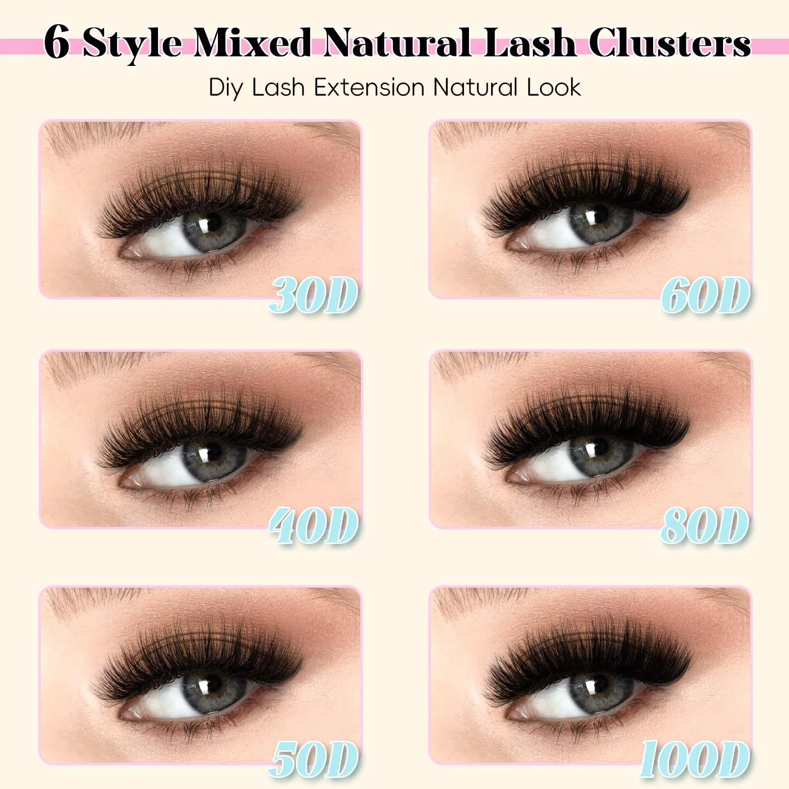 GEMERRY Kit Faux Cils Individuel 30D-100D Extension Cils Bouquet Volume Russian Colle et Applicateur Pince D Curl 8-16mm