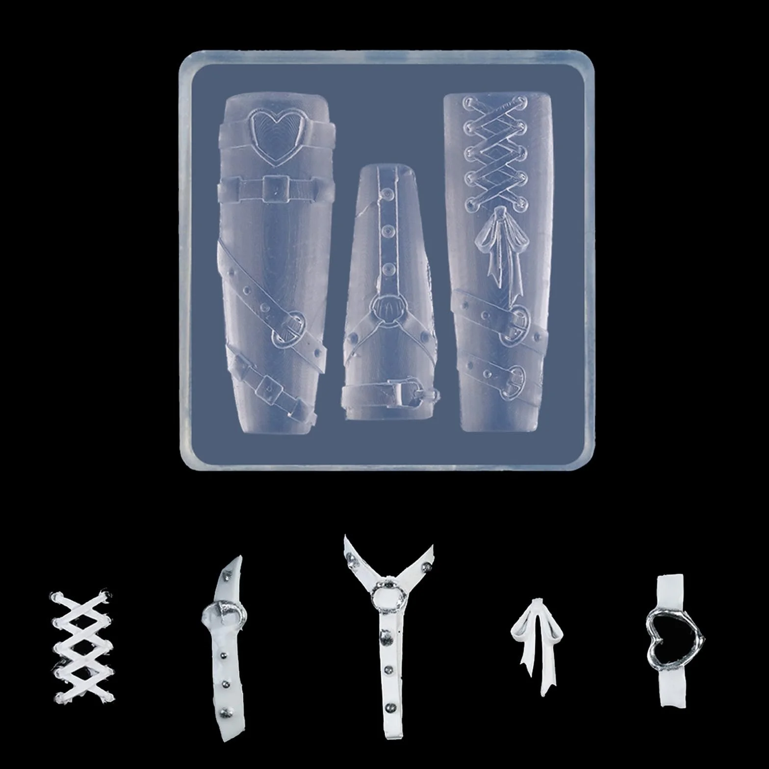 Moule en silicone 3D pour nail art sculpté avec motif précis en relief
