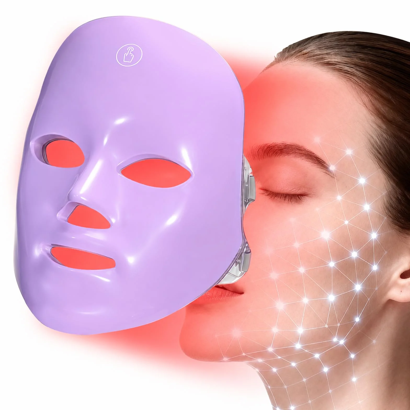 Masque Visage Éclairage Beauté, Soin Visage Portable avec 7 Couleurs, Masque pour Routine de Soins à Domicile et Maquillage, pour Une Peau Éclatante au Quotidien