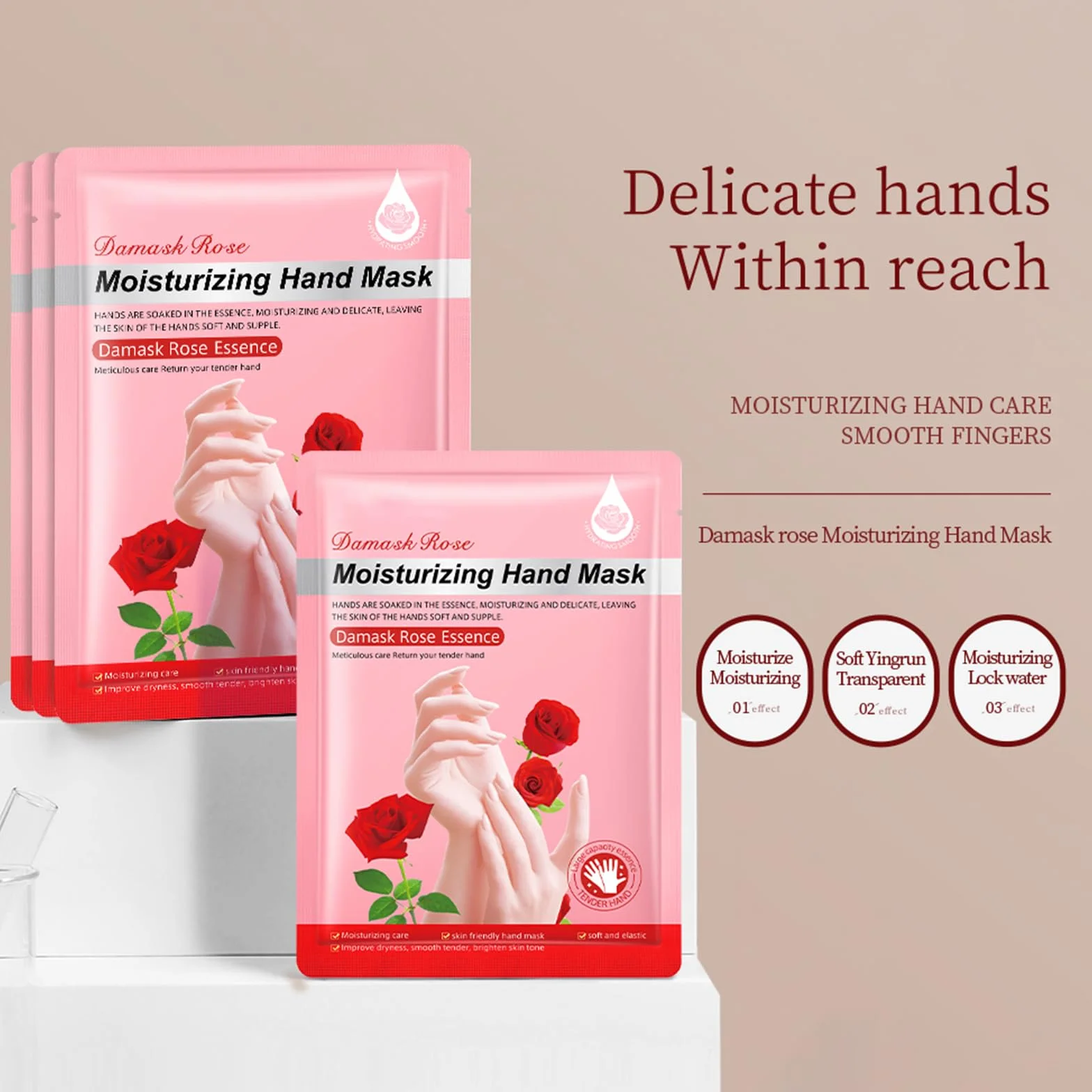 Set de 5 Masques pour les Mains – Lavande, Rose, Lait de Chèvre, Niacinamide, Aloe Vera, Miel – Réparation Peau Rugueuse