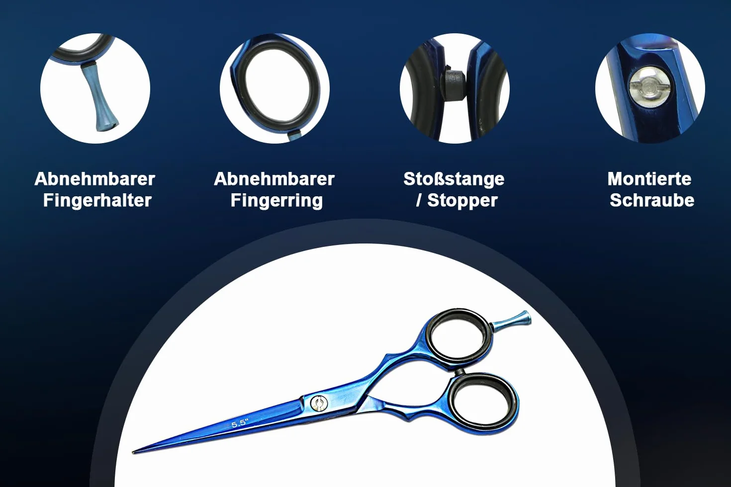 SMI - Ciseaux Coiffure Professionnel 5,5 Pouce Ciseau Coiffeur En Acier Inoxydable Ciseaux Cheveux Ciseaux De Coupe Cheveux pour salon Hommes Femmes et Enfants - Bleu - Razor Edge Blade
