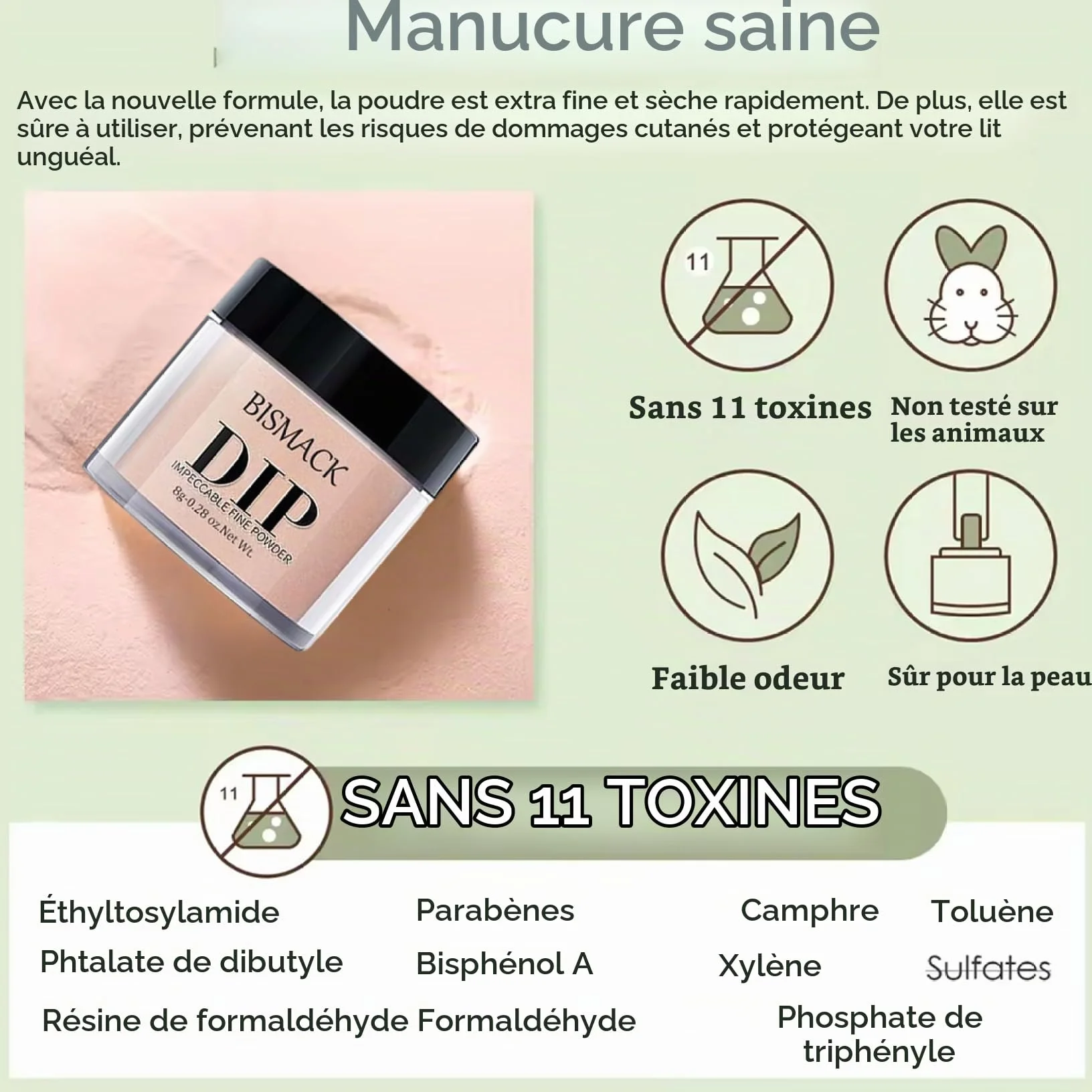 Kit de poudre de trempette 10pcs / ensemble, poudre trempette à 4 couleurs avec activateur base / couche finition, kits d'ongles pour bricolage, marron