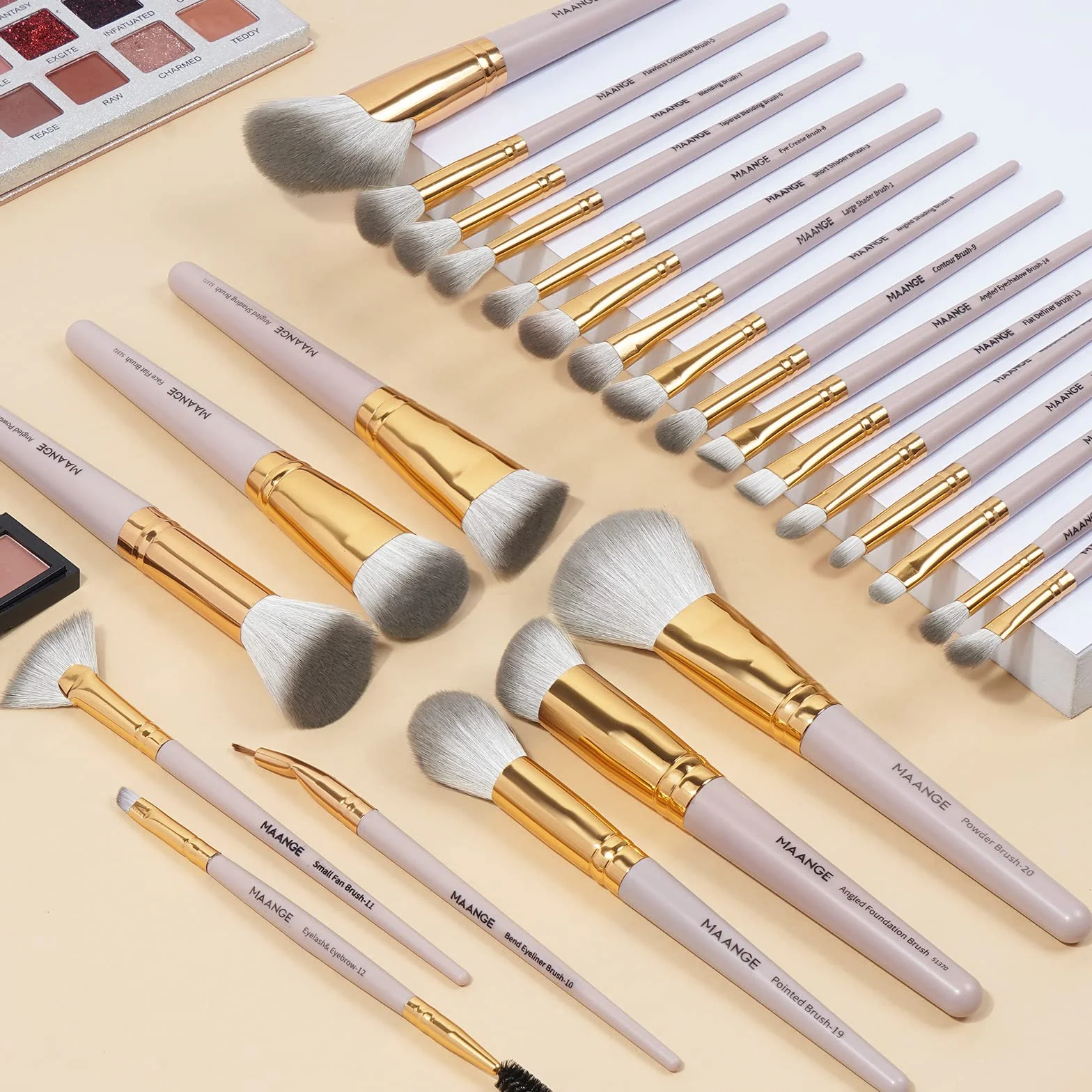 Set de pinceaux de maquillage, 25 pinceaux professionnels pour le maquillage, fond de teint, visage, yeux, lèvres, pinceau pour fard à paupières, set avec boîte cadeau noire
