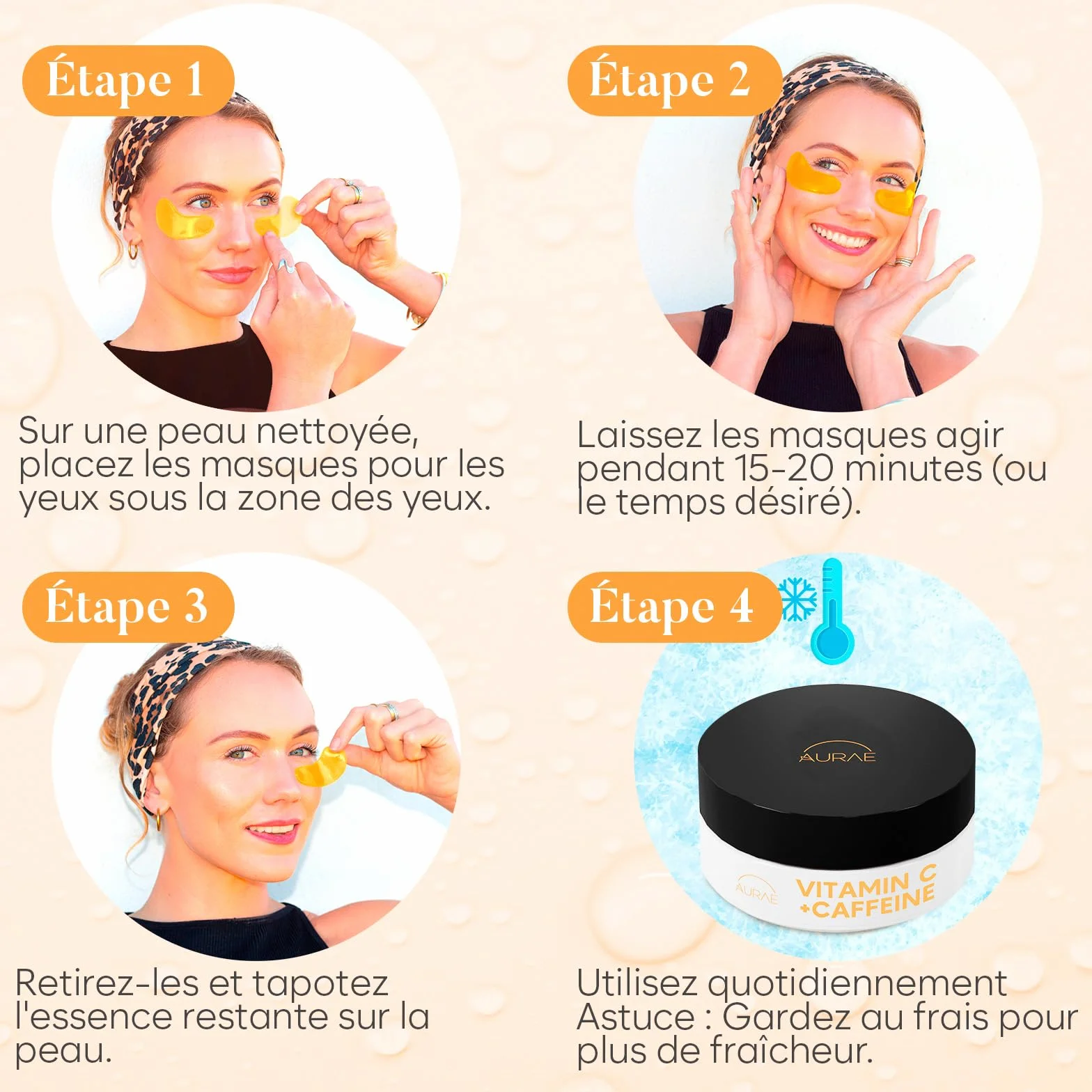 AURAE Masque Yeux Anti Cernes Vitamine C Caféine 30 Paires