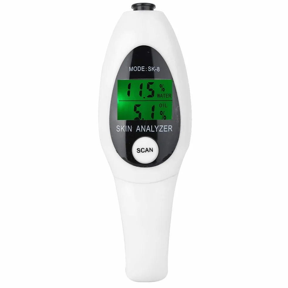 Analyseur de peau avec affichage numérique à cristaux liquides, moniteur d'humidité de la peau de l'analyseur de peau pour soins de la peau, appareil de mesure facial sensible sensible(blanc)