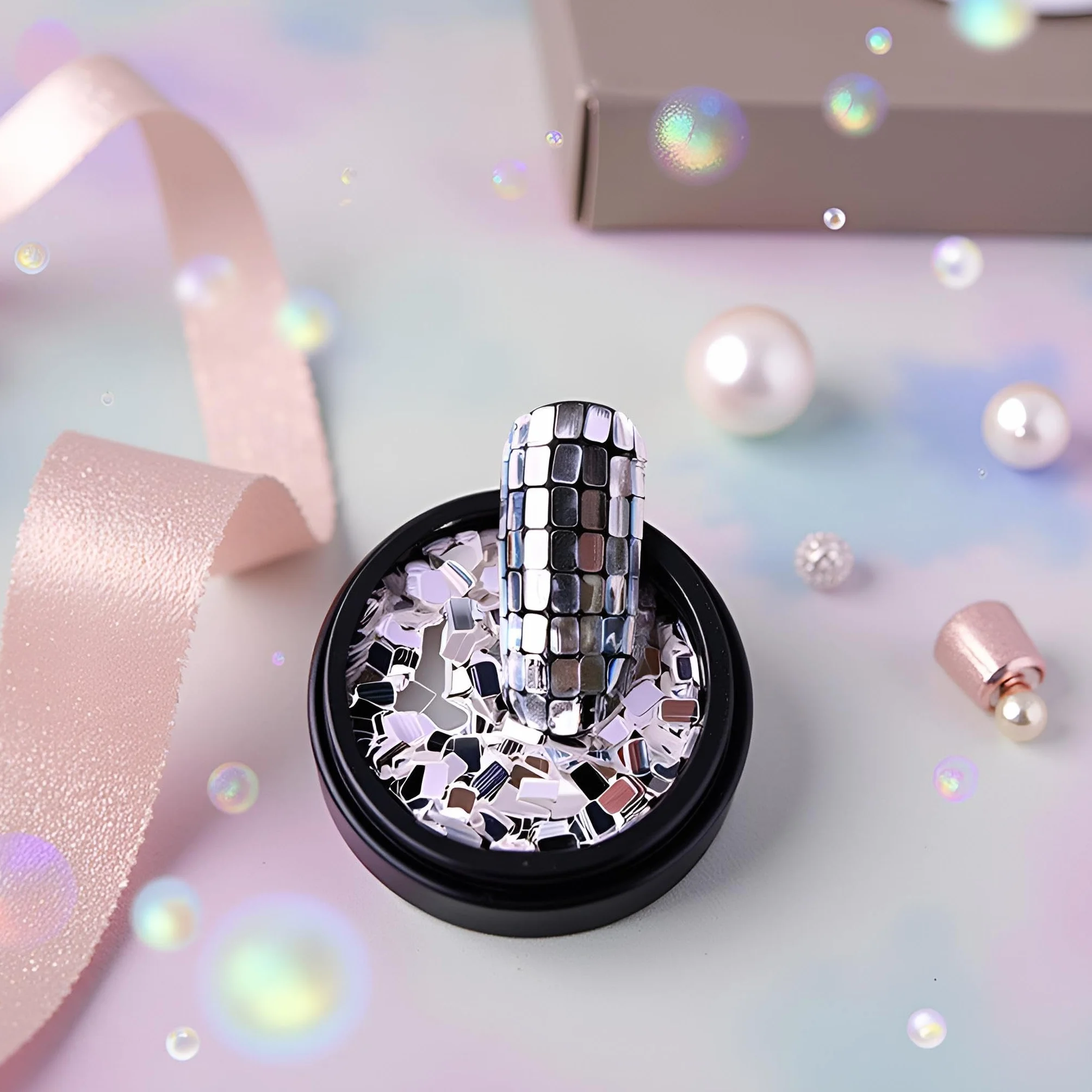 Paillettes carrées argentées décoration ongles maquillage loisirs créatifs kit