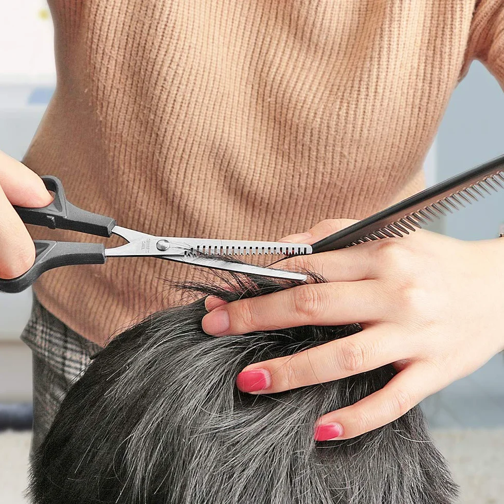 Ciseaux à Effiler de Coiffeur Professionnel Acier Inoxydable 6 Pouces Noir