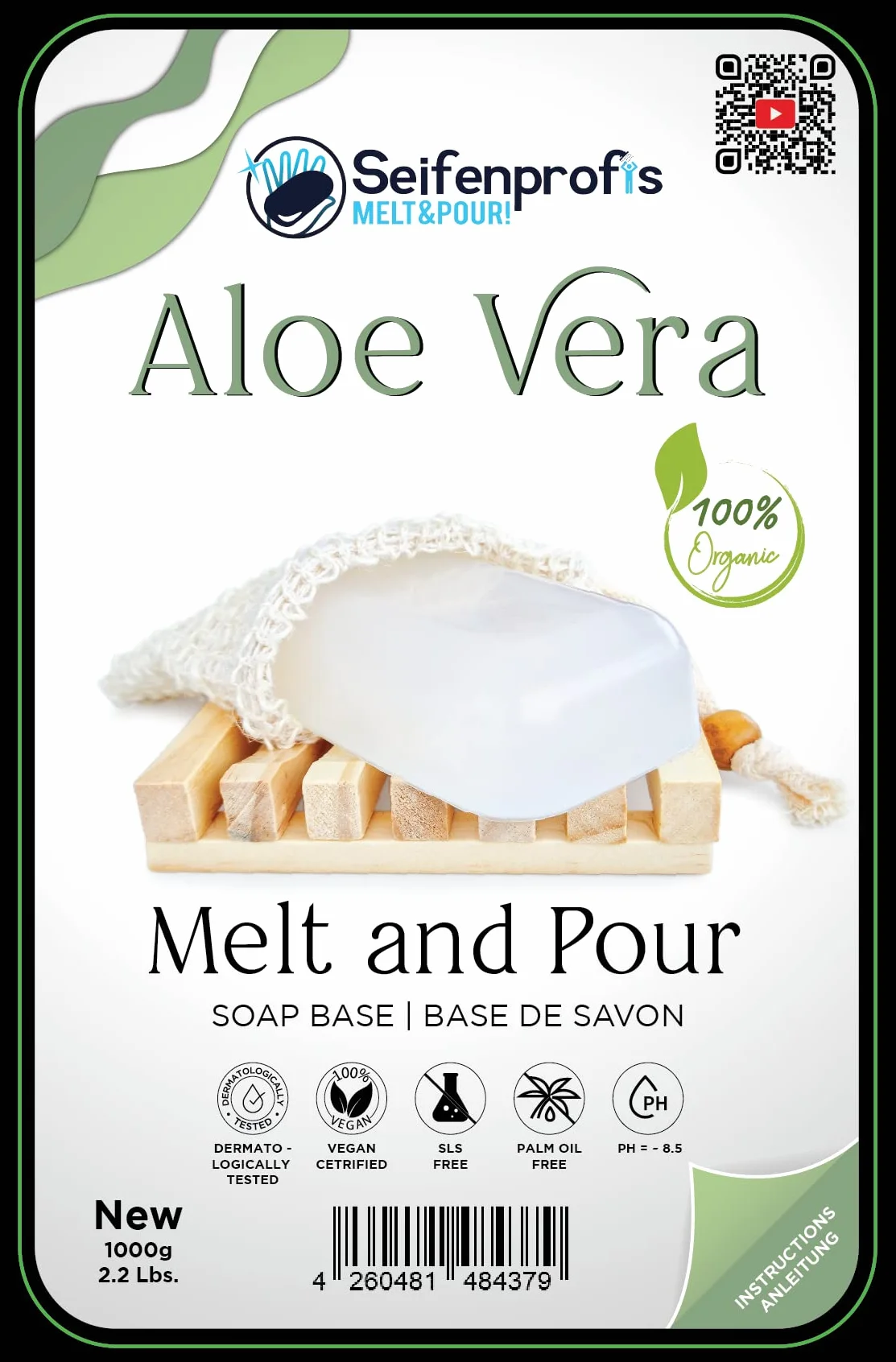 Savon à l'Aloe Vera Base de savon brut à la glycérine 1kg sans SLS SCS 100% végétalien Transparent