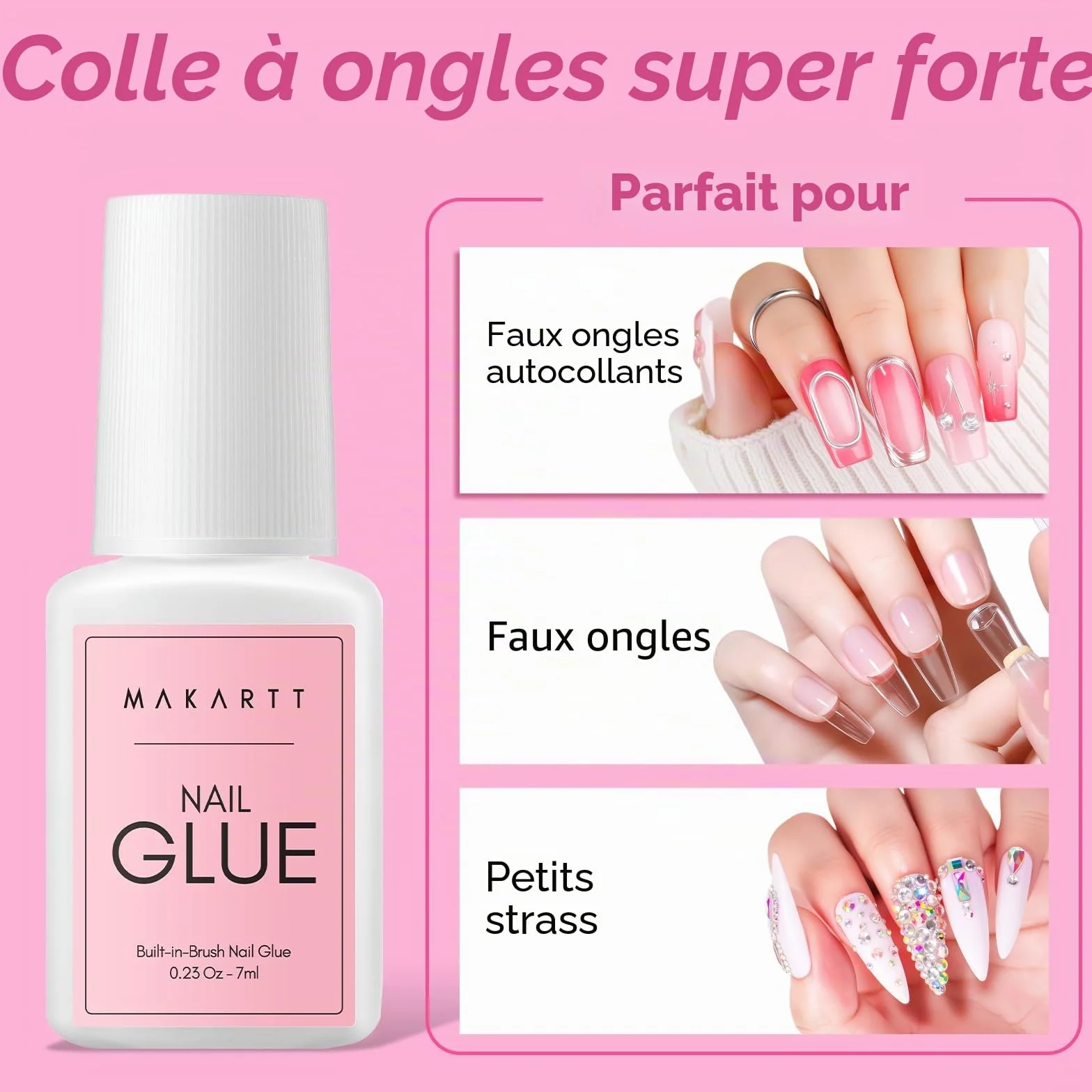 Makartt Colle Faux Ongles Extra Forte 7ml Professionnelle pour Ongles Acryliques Longue Tenue