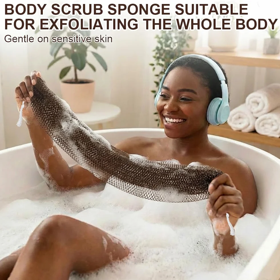 HOTUT 3 Pièces Filet à Bain Africain Exfoliant, Serviette Dos, Éponge Gommage Corporelle, Dead Skin Remover