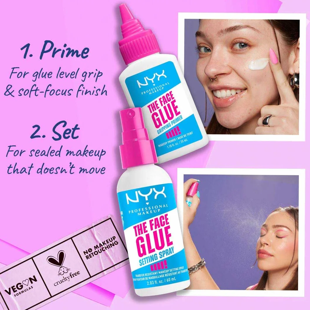 NYX Professional Makeup The Face Glue Setting Spray 60ml Fixateur de Maquillage Résistant aux Transferts Waterproof Tenue Longue Durée 24H Vegan