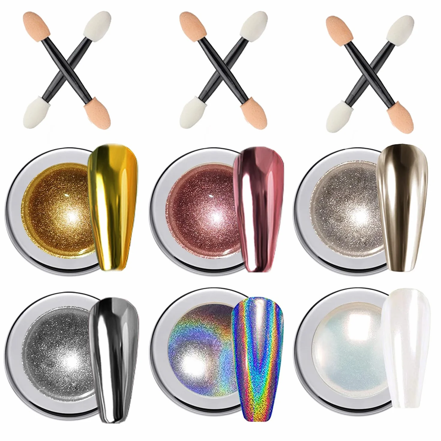 Poudre Chrome Ongle Nail Art Effet Miroir Laser Poudre à Ongles Pearl Effect Powder pour Glazed Donut Nails