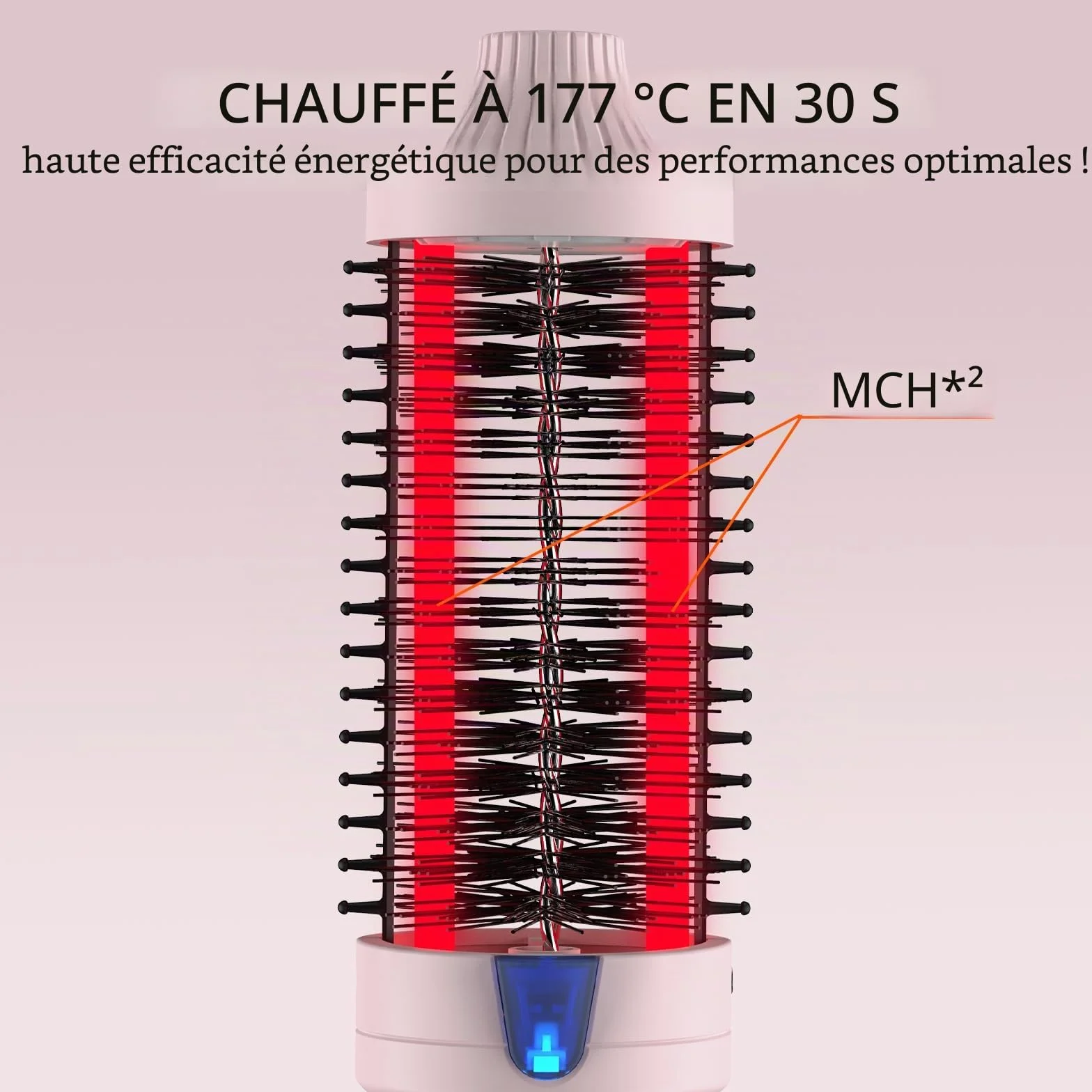 K&K Brosse thermique Keratin Thermal Brush Protect Tonneau chauffant Brosse à cheveux chaude ionique lisse Peigne volume Lisseur Bigoudis Outil de coiffage, Double tension (45 mm)